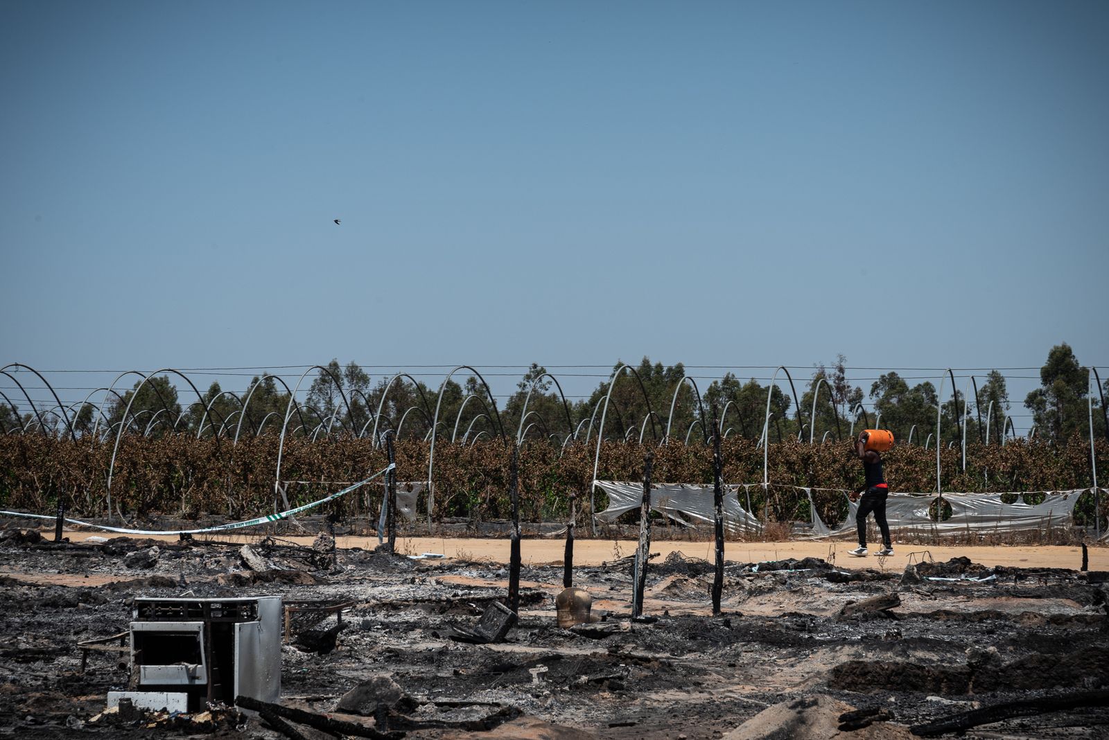 Imágenes del incendio del poblado chabolista de Lucena del Puerto