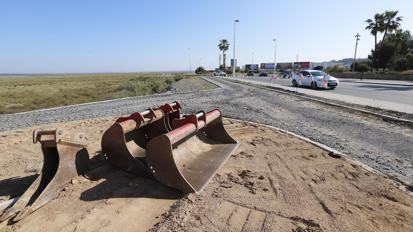Obras en el estuario norte del río Odiel.