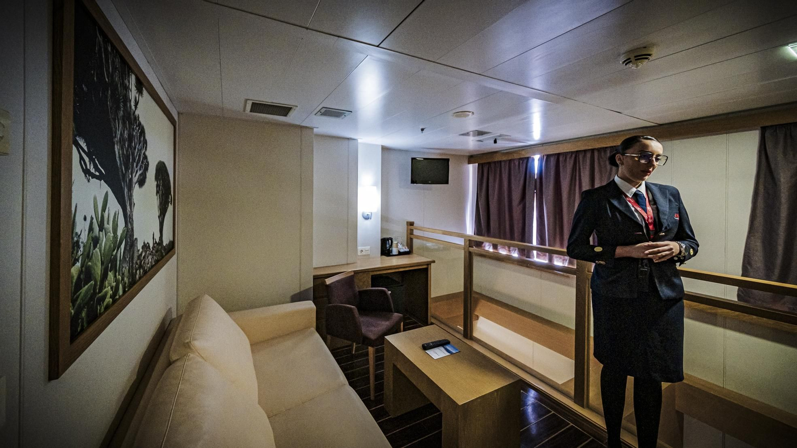 Interior del superferry 'Volcán de Tinamar'.