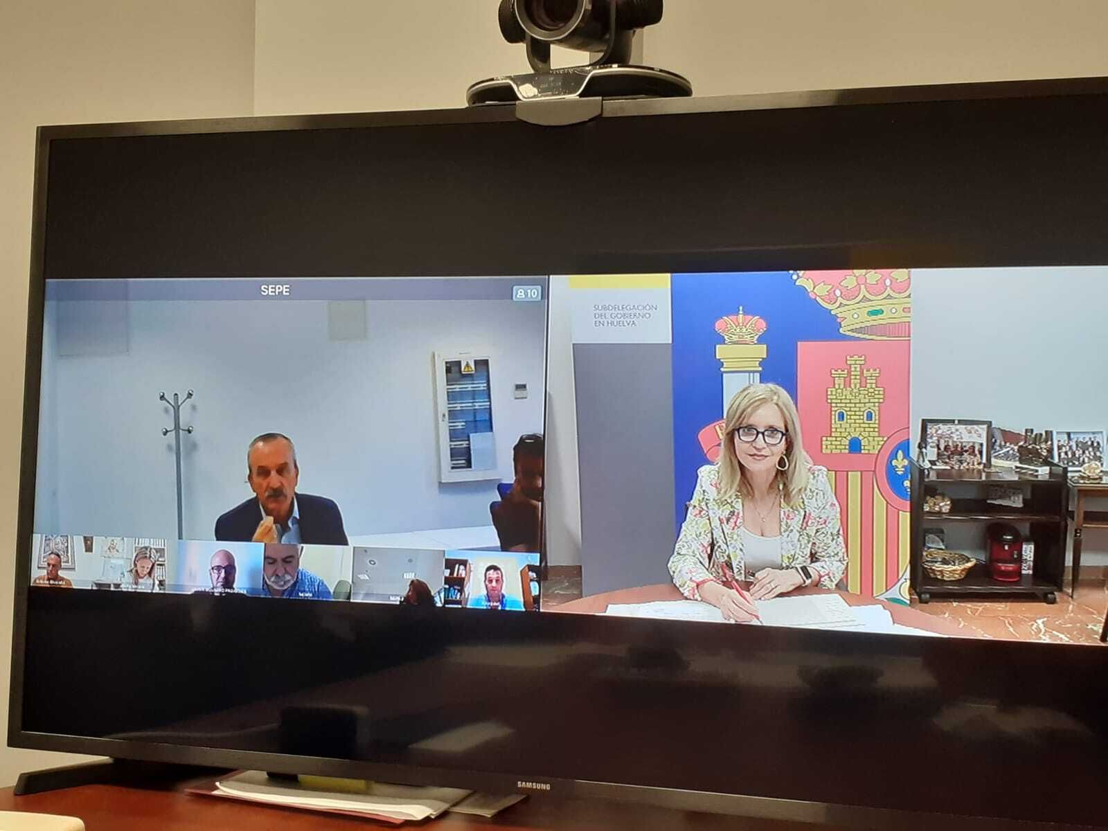 Imagen de la reunión de la Comisión Provincial de Seguimiento del PFEA  que ha tenido lugar esta mañana de forma telemática.