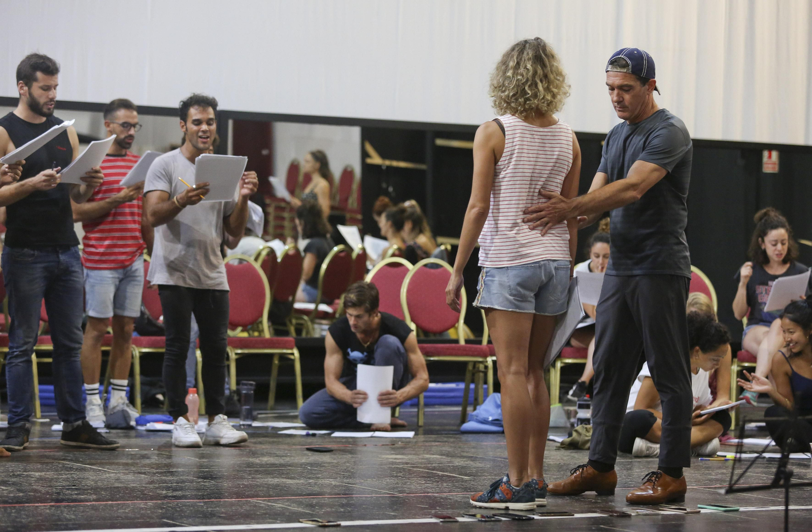 Ensayo con Antonio Banderas de la obra que estrenará el Teatro del Soho