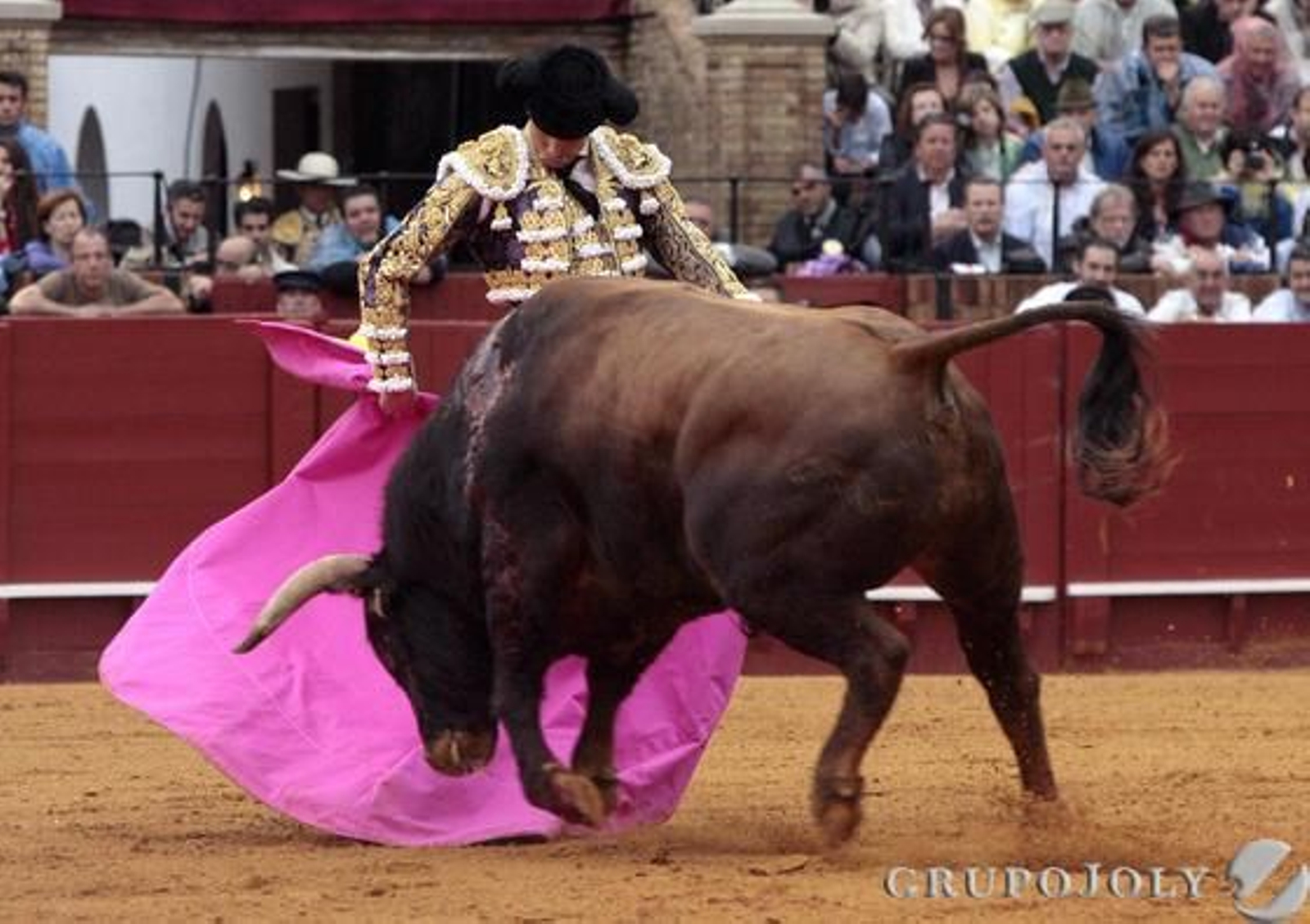 El Juli, en plena faena con el segundo toro de la ganadería de Daniel Ruiz.

Foto: Juan Carlos Muñoz