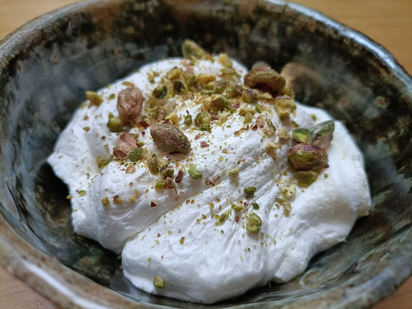 Cremoso de queso Idiazabal y pistacho