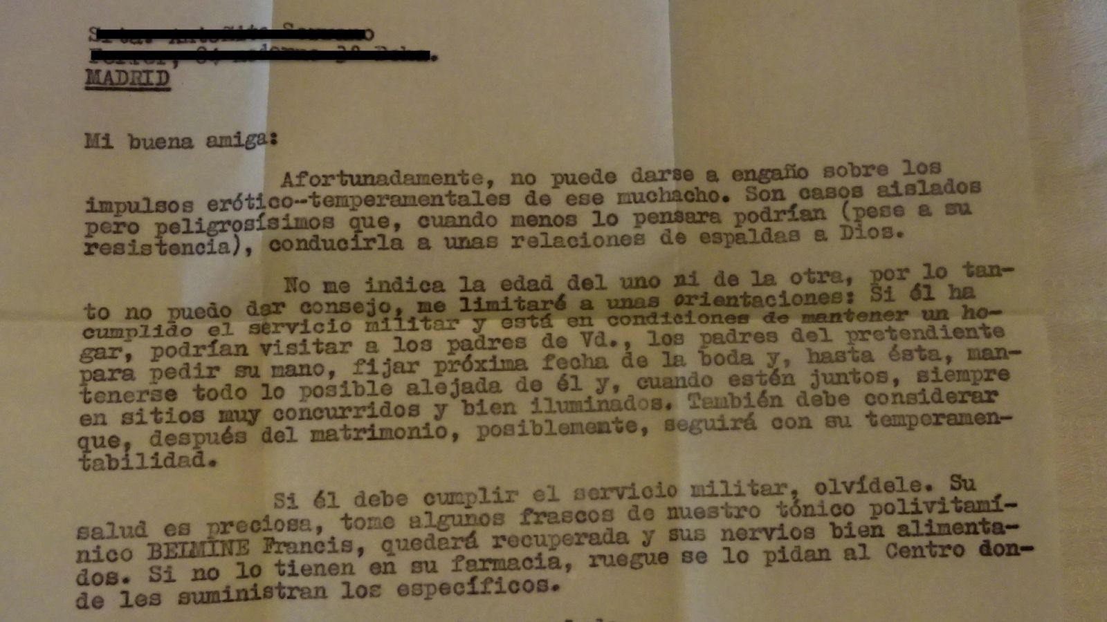Una de las cartas que reproduce el libro.