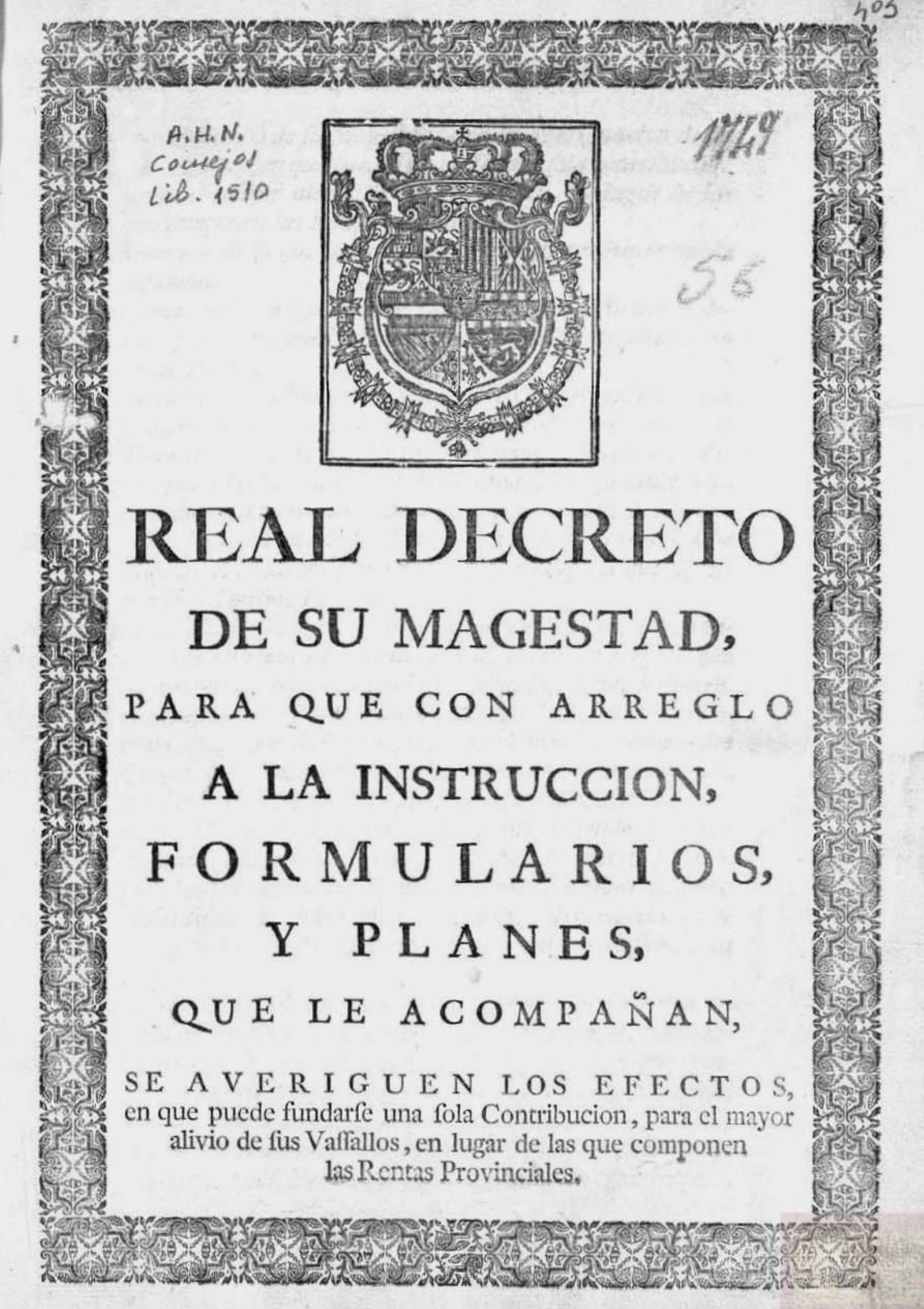 Real Decreto de Fernando VI de 10 de octubre de 1749 para proceder a las averiguaciones del Catastro. Real Decreto de Fernando VI de 10 de octubre de 1749 para proceder a las averiguaciones del Catastro.