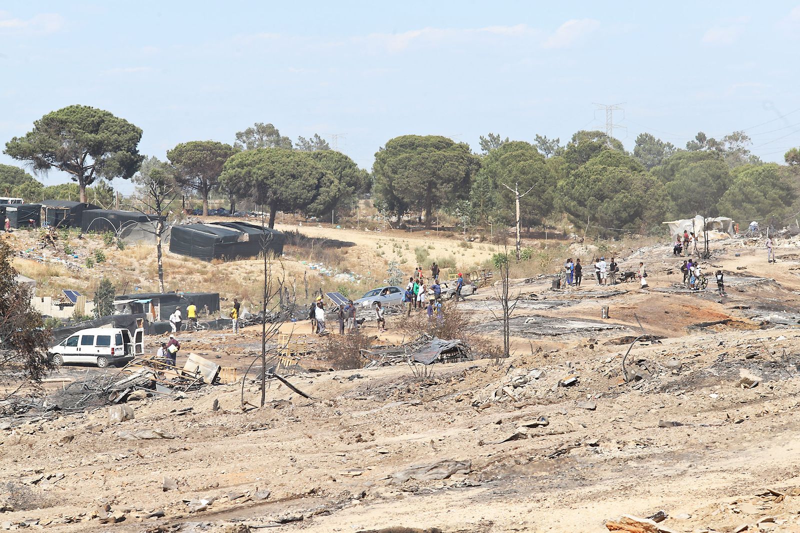 Así quedó el asentamiento de chabolas en Palos de la Frontera tras el incendio