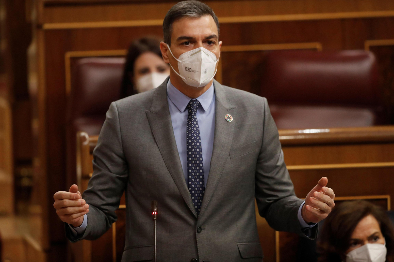 Pedro Sánchez, durante su intervención en el Congreso de los Diputados