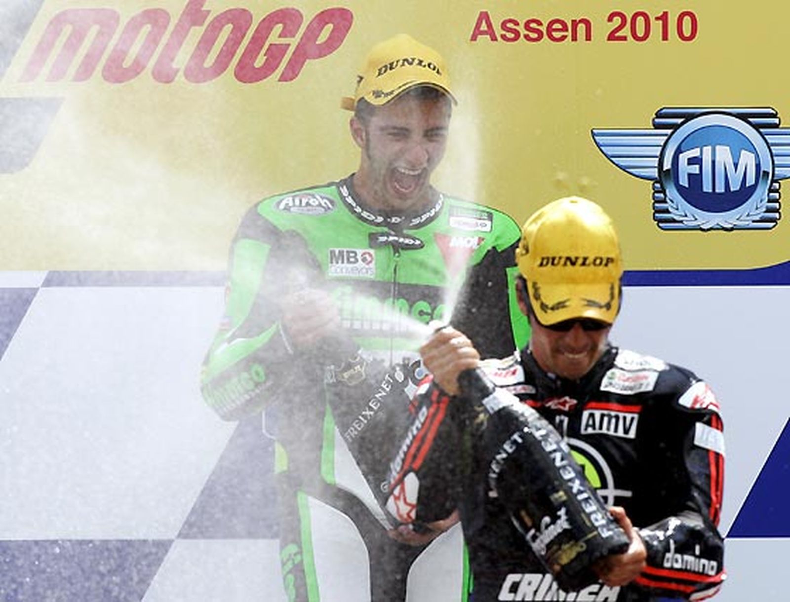 Andrea Iannone, vencedor en la prueba de Moto2 del Gran Premio de Holanda, y el español Toni Elías, segundo.

Foto: Efe / Afp Photo / Reuters