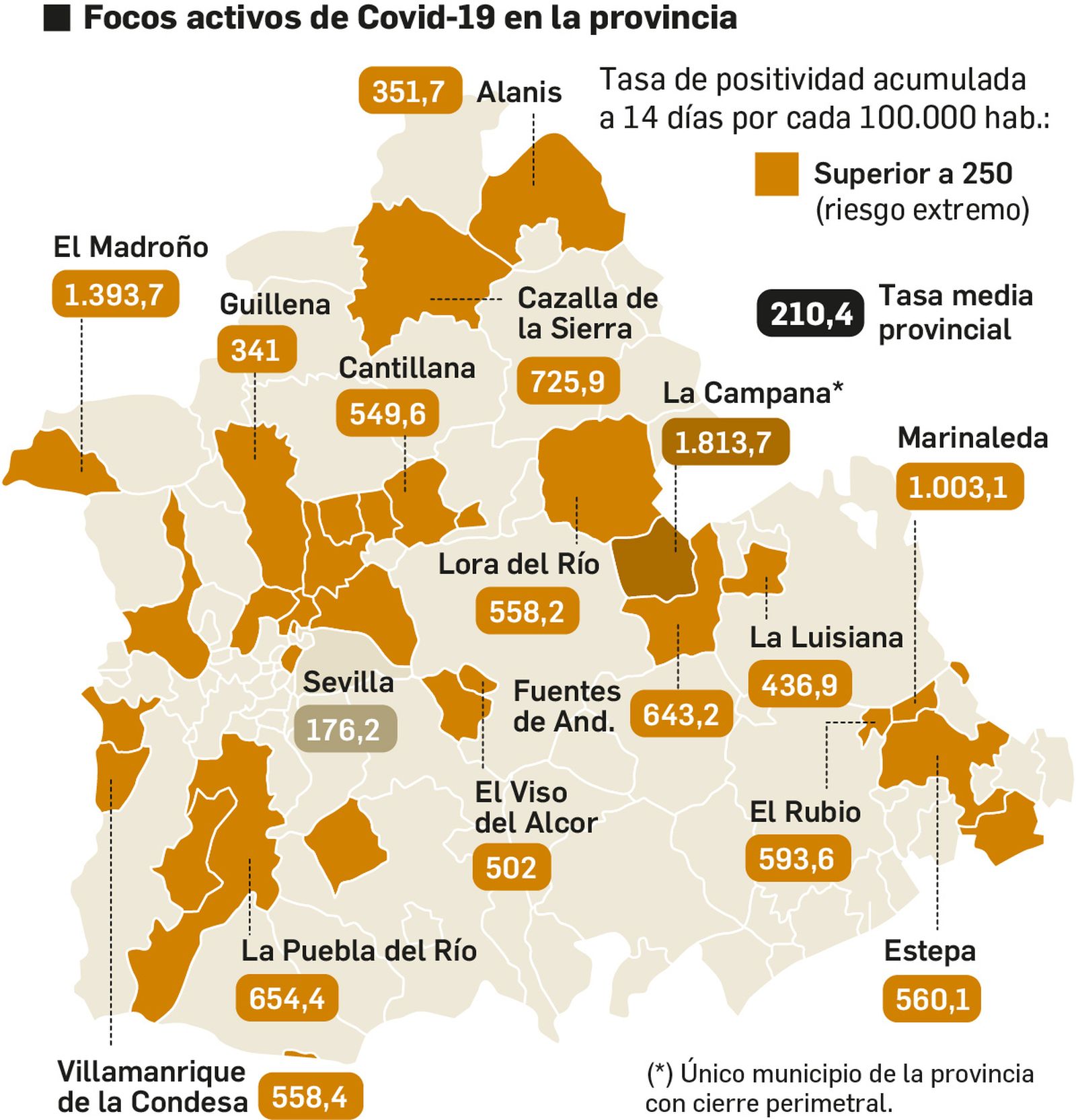 El mapa del coronavirus en la provincia, pueblo a pueblo.