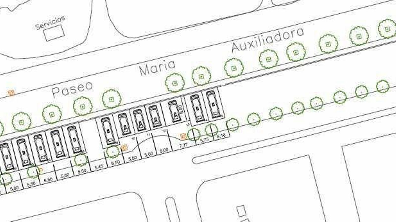Plano de situación de las plazas de las que dispondrá el aparcamiento de caravanas