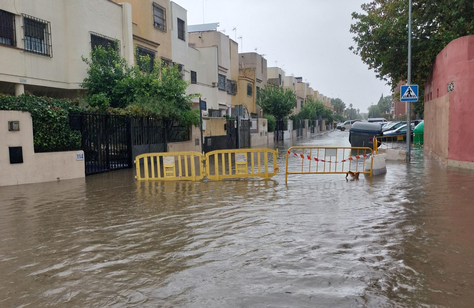 Viviendas de Sevilla Este rodeadas de calles inundadas, el 29 de octubre.