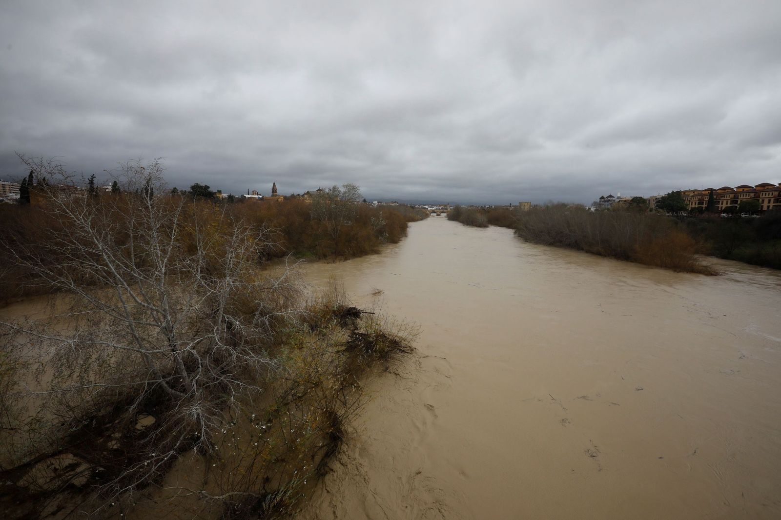 El río Guadalquivir a su paso por Córdoba tras la borrasca Kristin