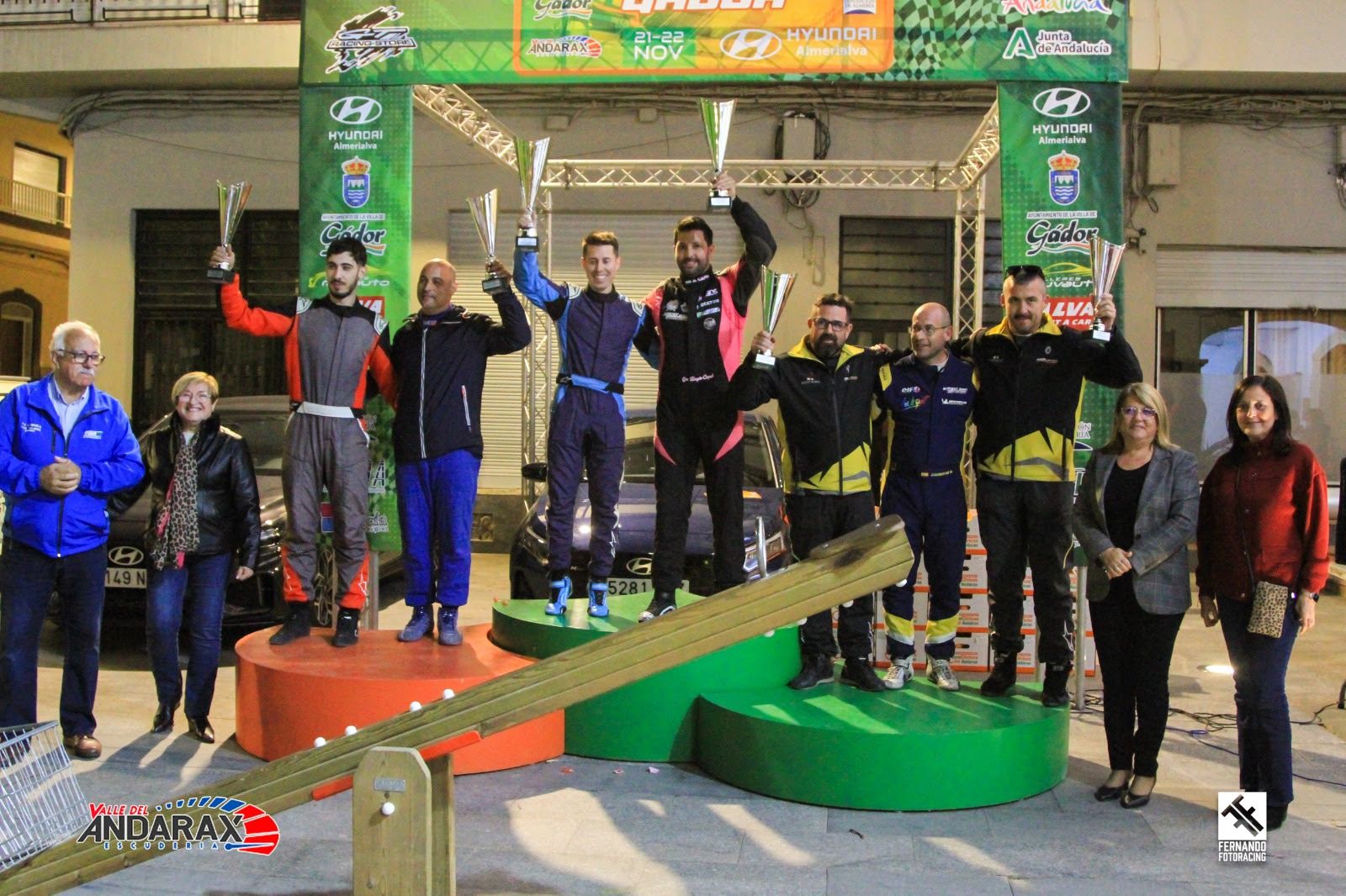 Podio del 8º Rallycrono Villa de Gádor celebrado este pasado fin de semana en la localidad almeriense.