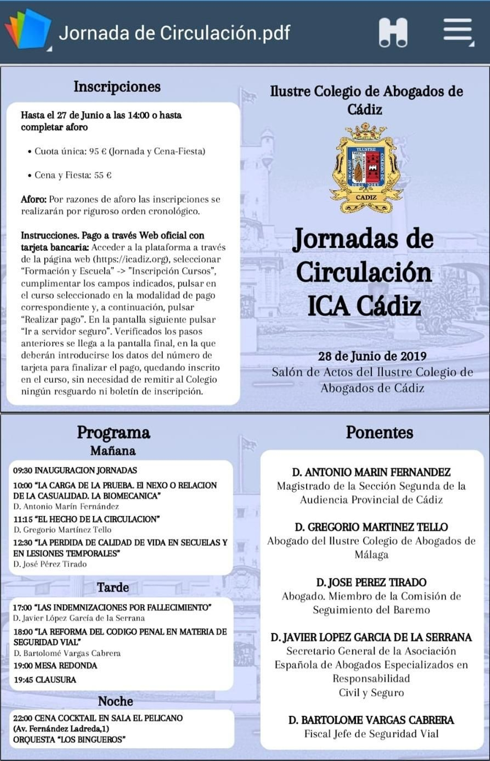 Programa de las jornadas Programa de las jornadas