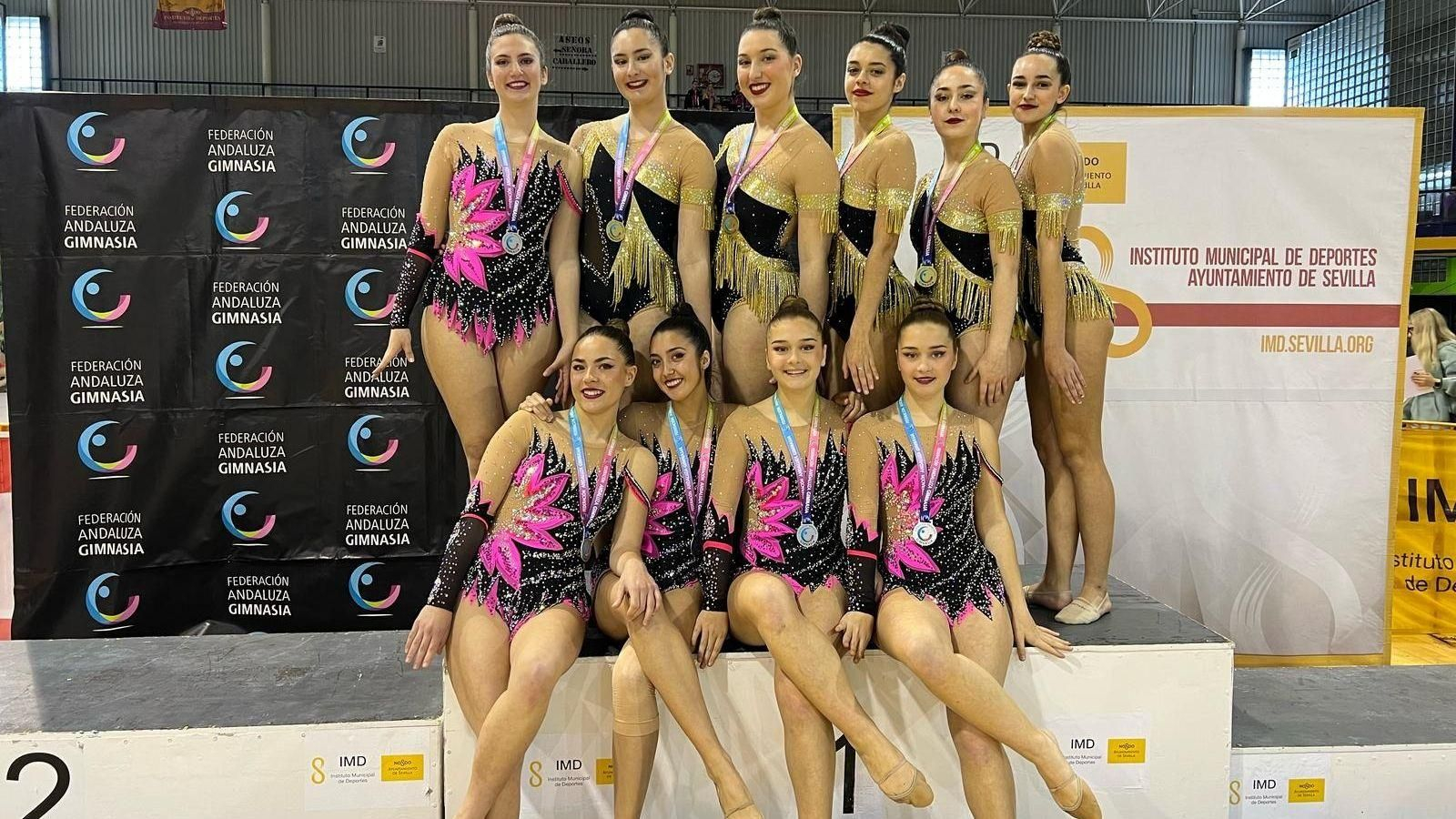 Las medallistas del Club de Gimnasia Rítmica de San Roque
