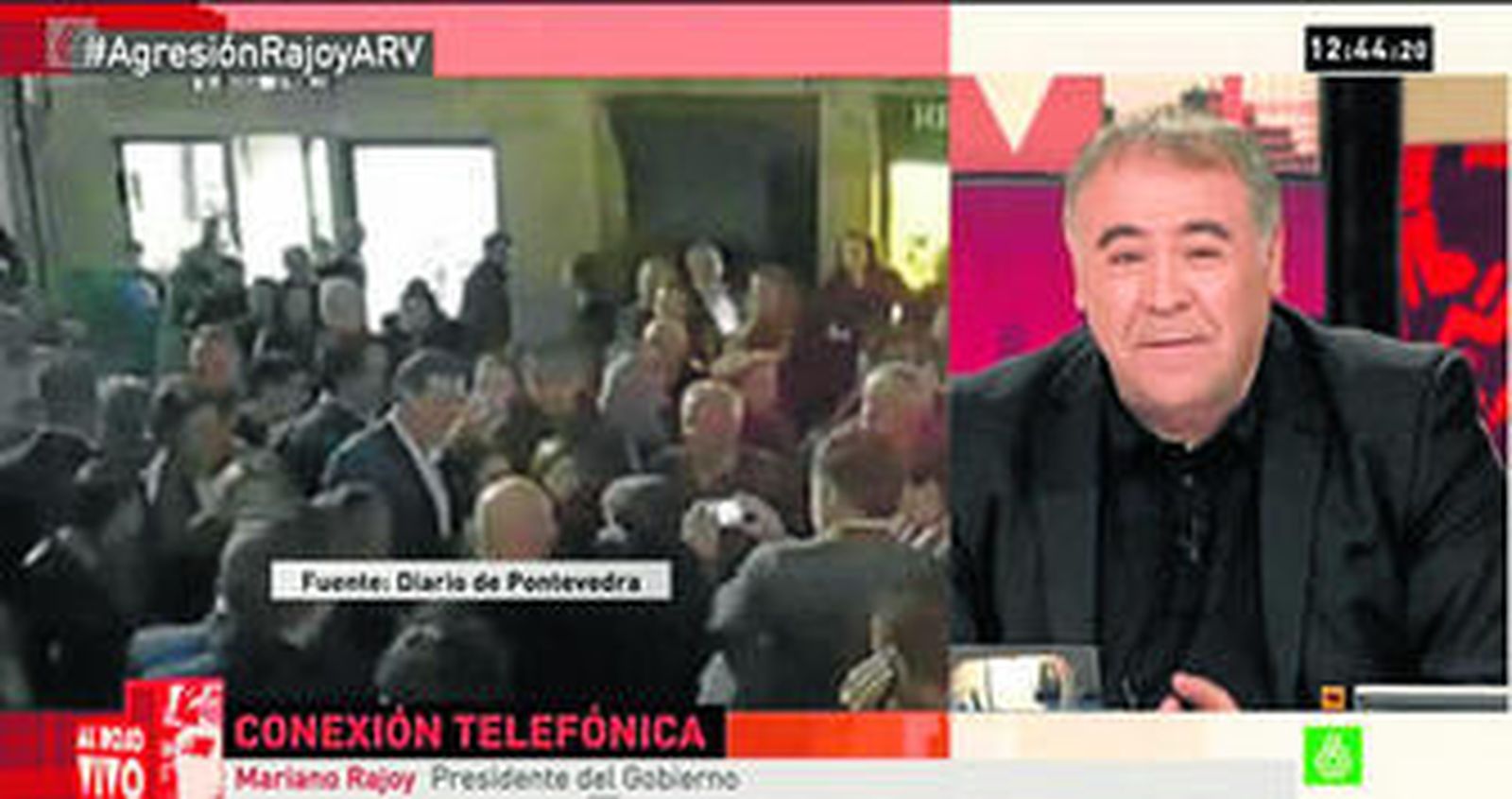 Antonio García Ferreras charla con el presidente Mariano Rajoy, por primera vez en directo en  'Al rojo vivo', en La Sexta.