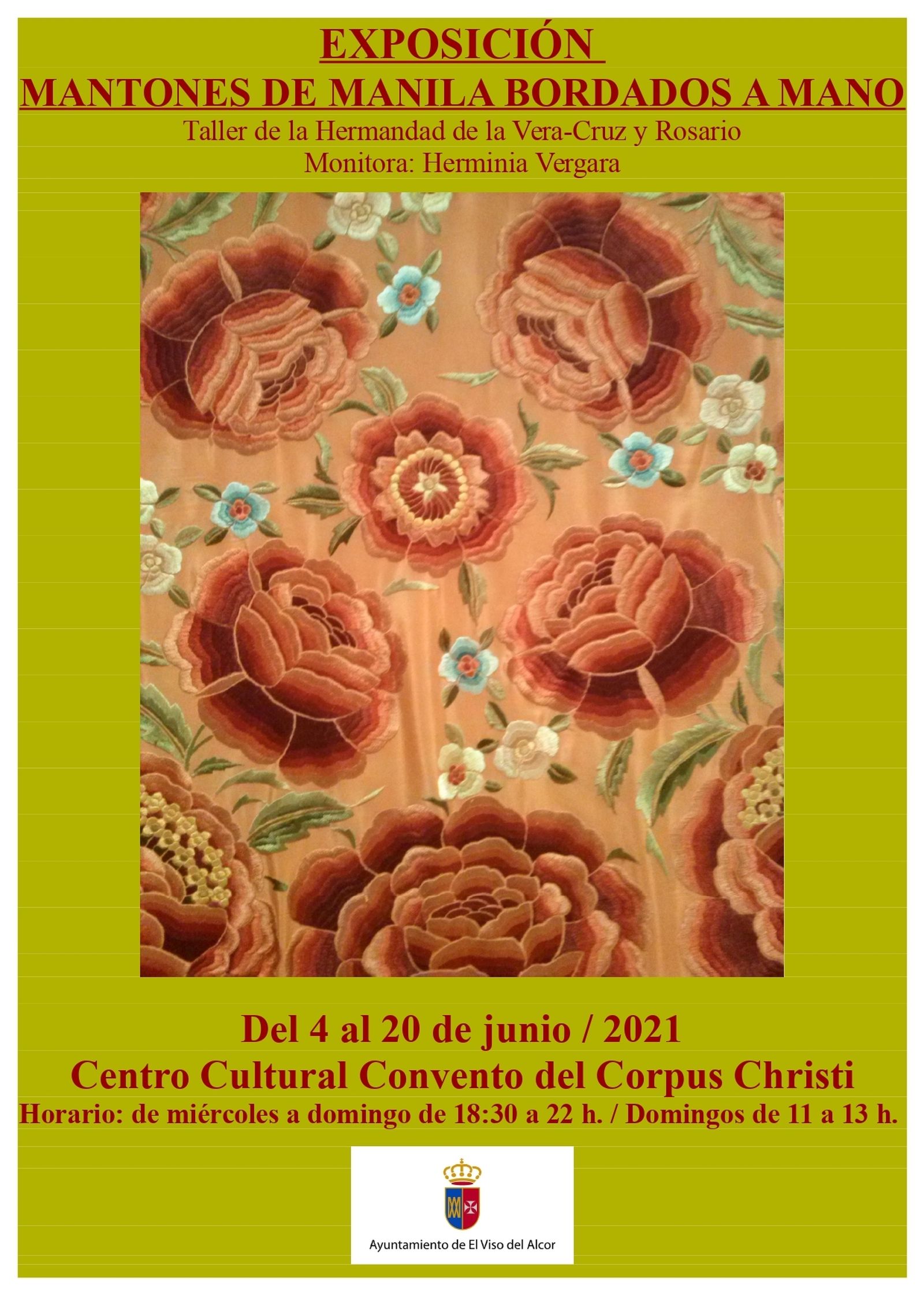 Cartel de la exposición de mantones de Manila bordados a mano.