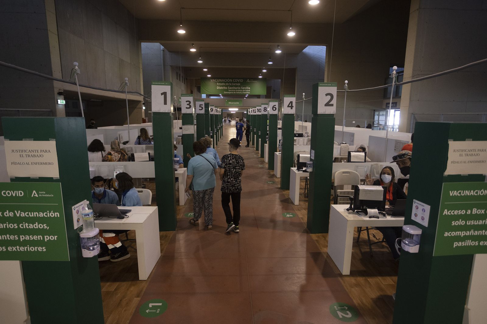Últimos días de vacunación en el 'vacunódromo' del Estadio de la Cartuja.