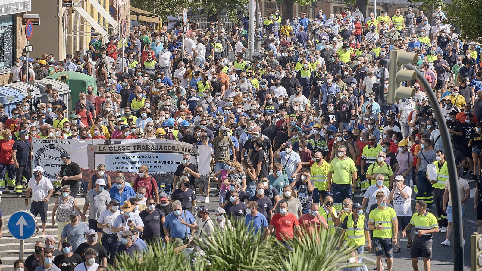 Manifestación de trabajadores de Navantia Puerto Real en Cádiz.
