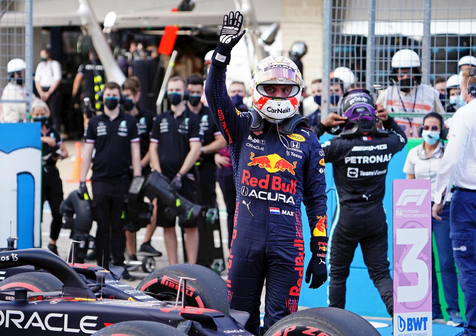 Verstappen, celebrando la 'pole' en el Gran Premio de EEUU