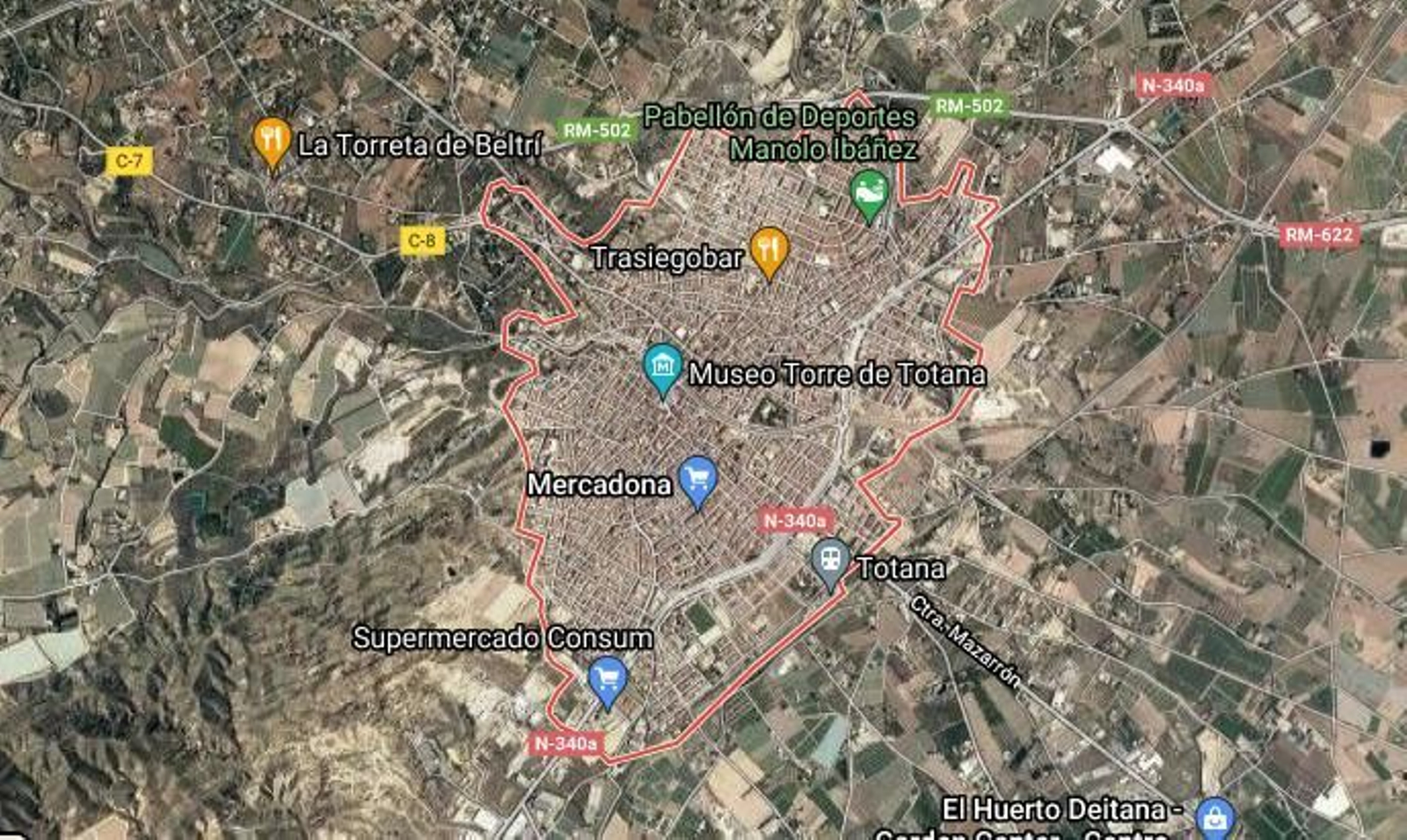 Vista por satélite de Totana