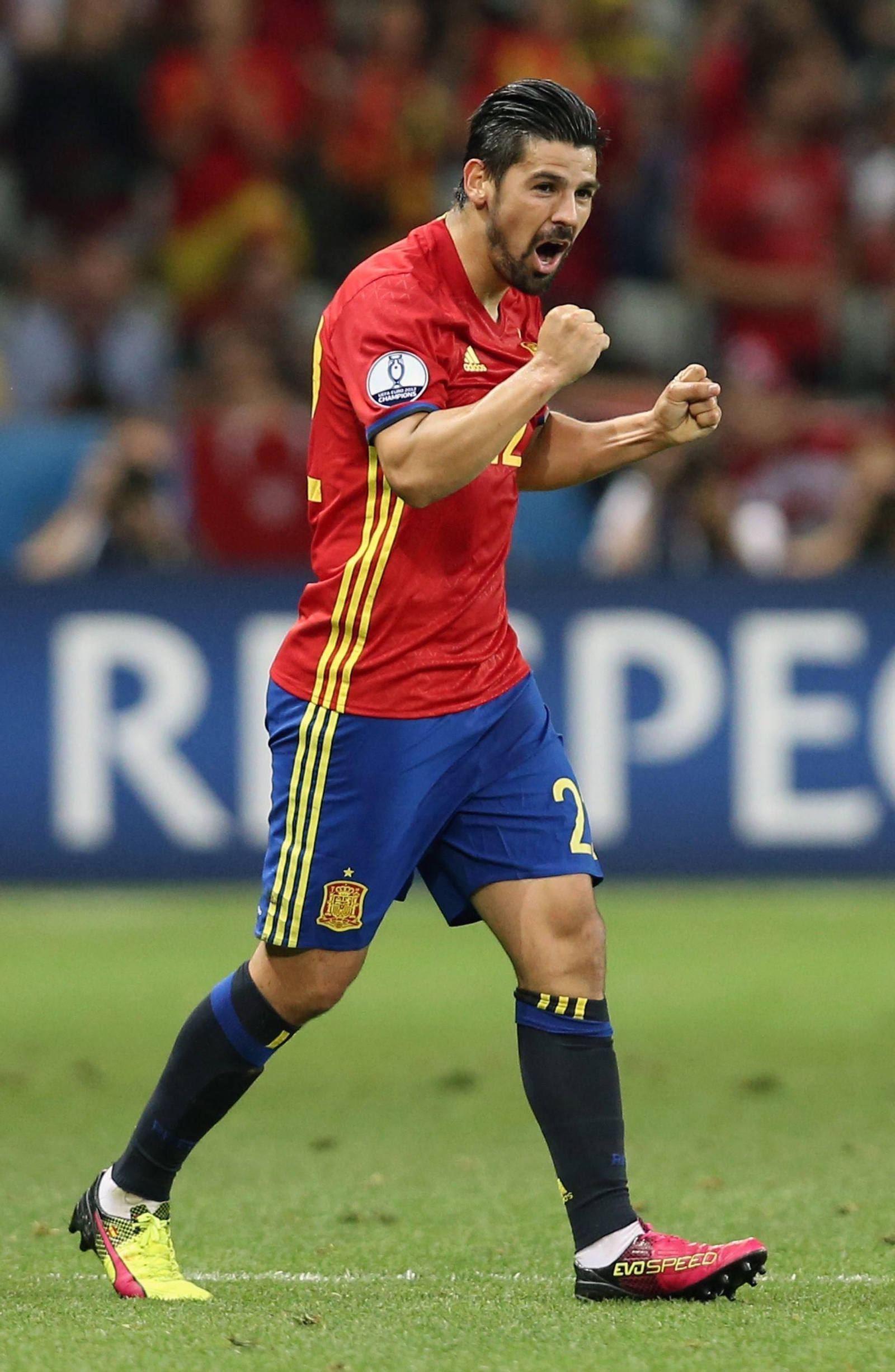 Nolito celebra un gol con España en la Eurocopa 2016.