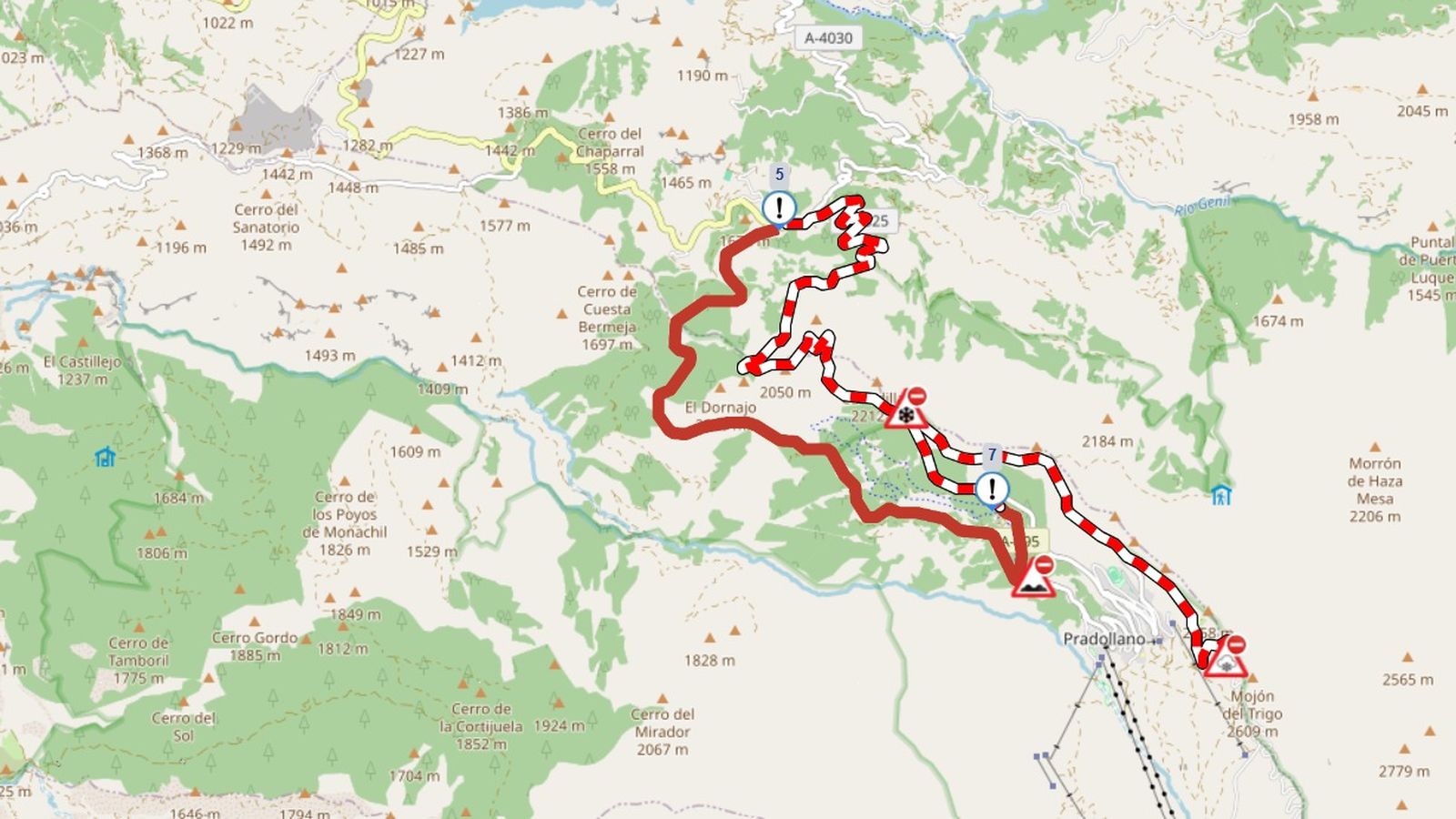 Plano de la DGT con el corte