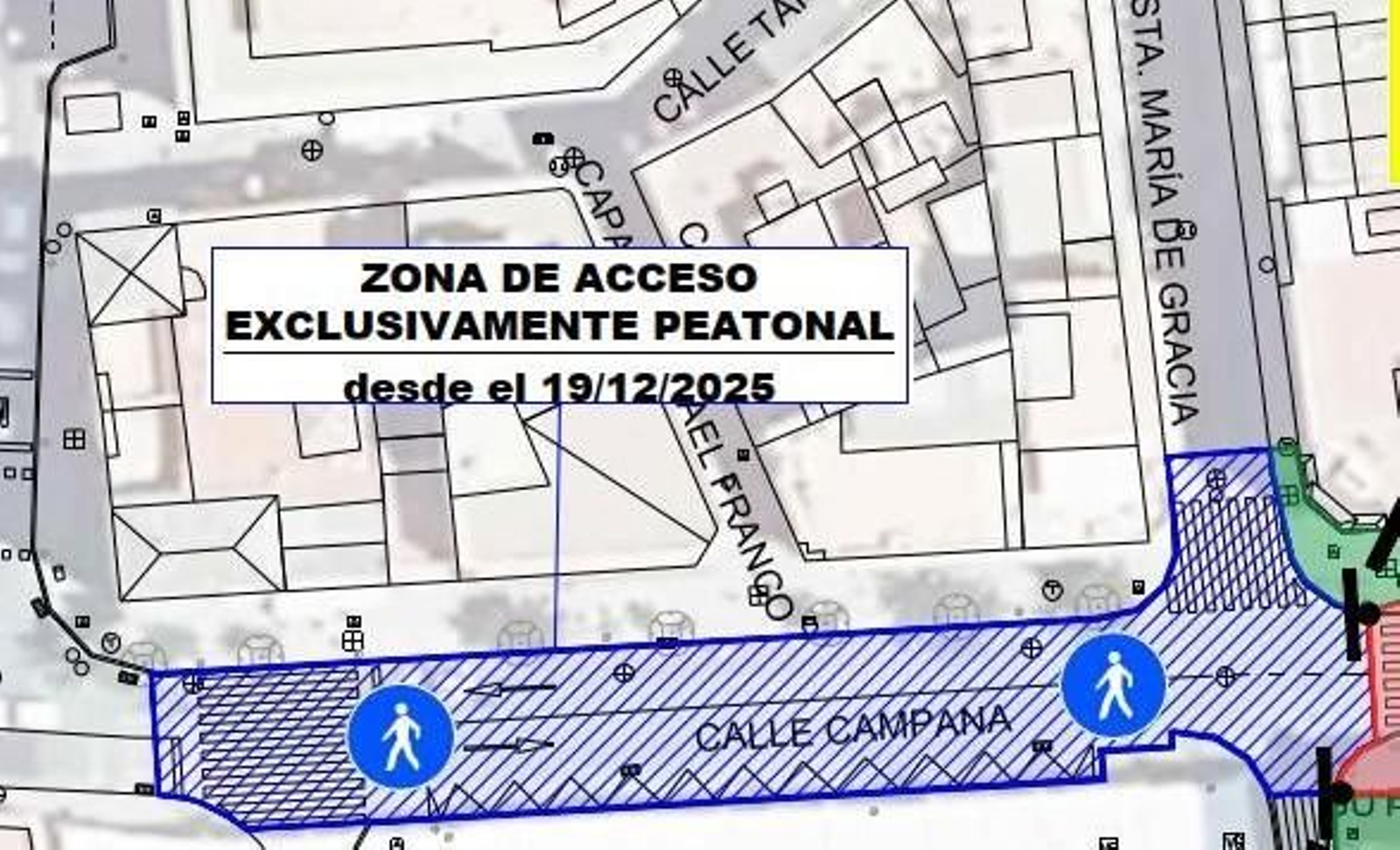 Desde este jueves se amplía la zona de acceso peatonal en la Campana