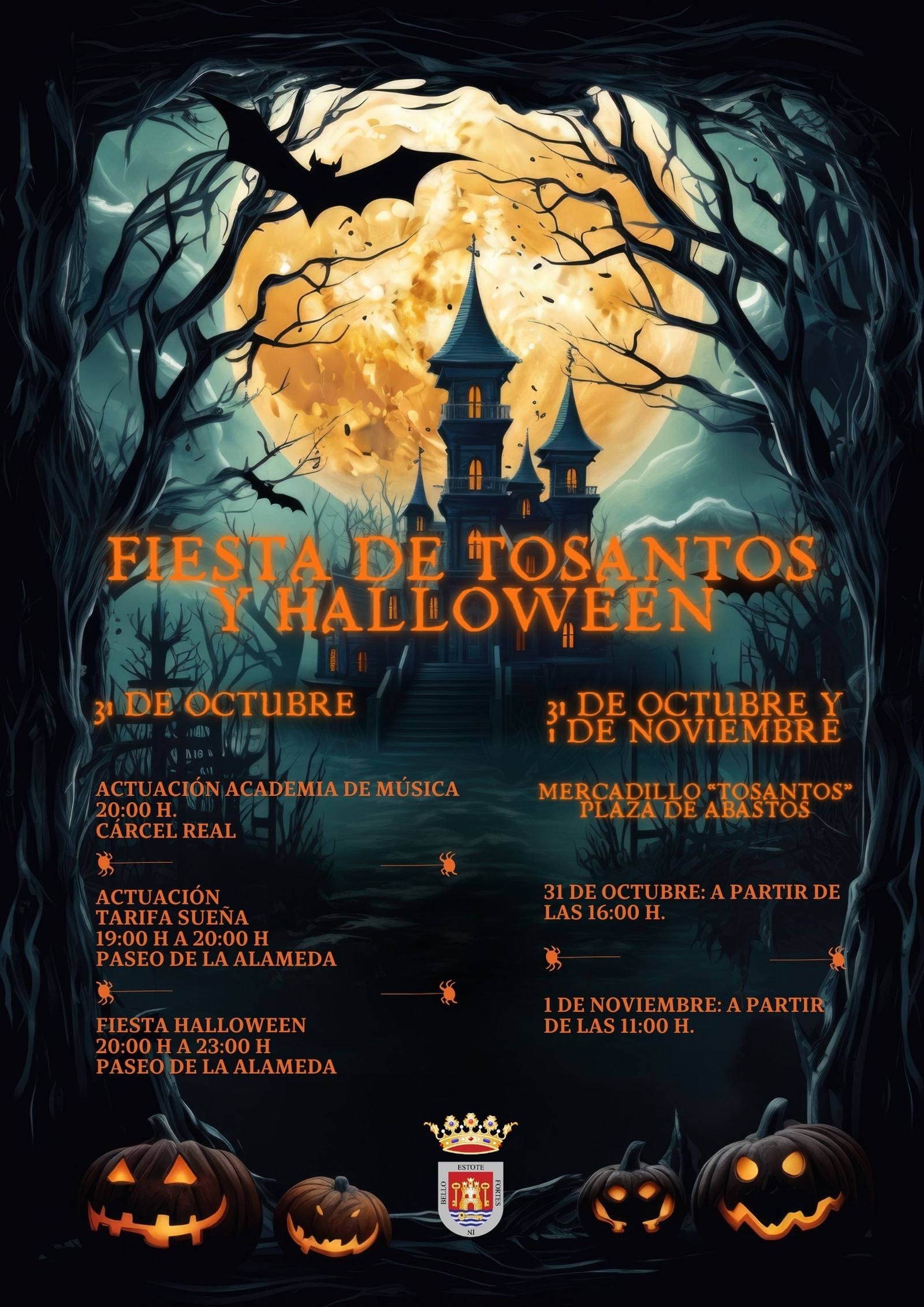 Cartel de Halloween en Tarifa.