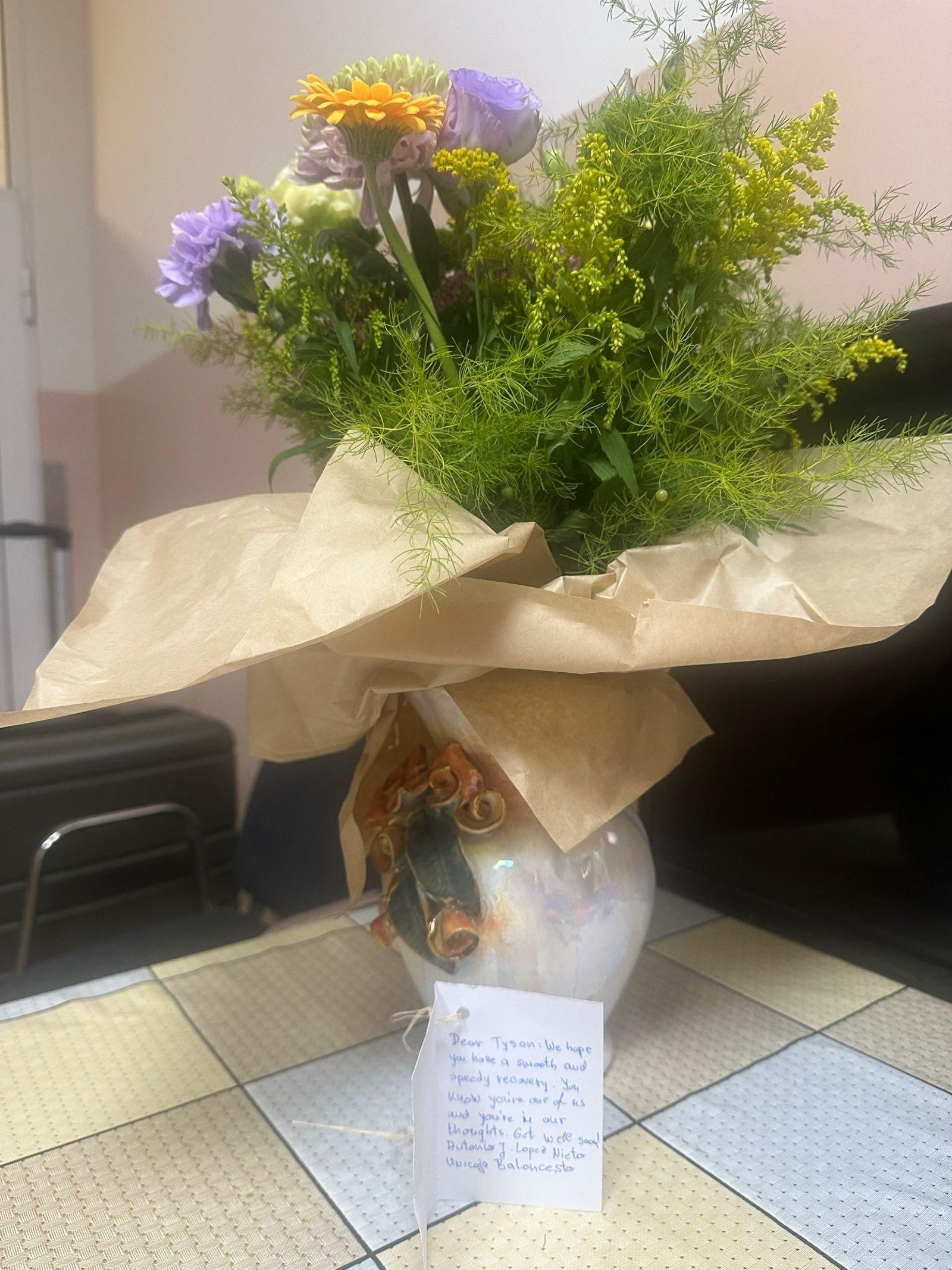 El ramo de flores que mandó el Unicaja a Carter.