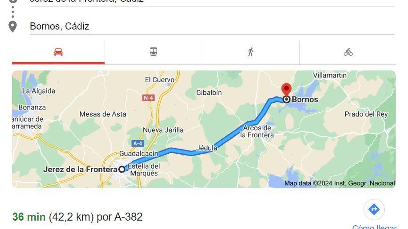 Distancia Jerez-Bornos. Distancia Jerez-Bornos.