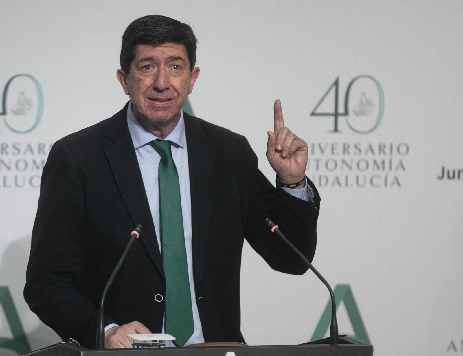 El vicepresidente de la Junta, Juan Marín, durante la rueda de prensa. El vicepresidente de la Junta, Juan Marín, durante la rueda de prensa.