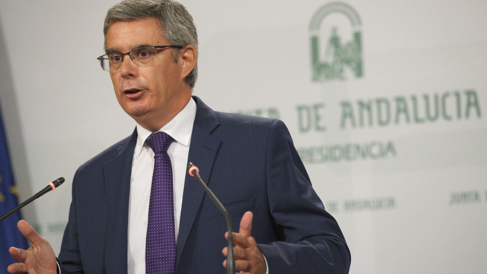 El portavoz de la Junta, Juan Carlos Blanco, en rueda de prensa.