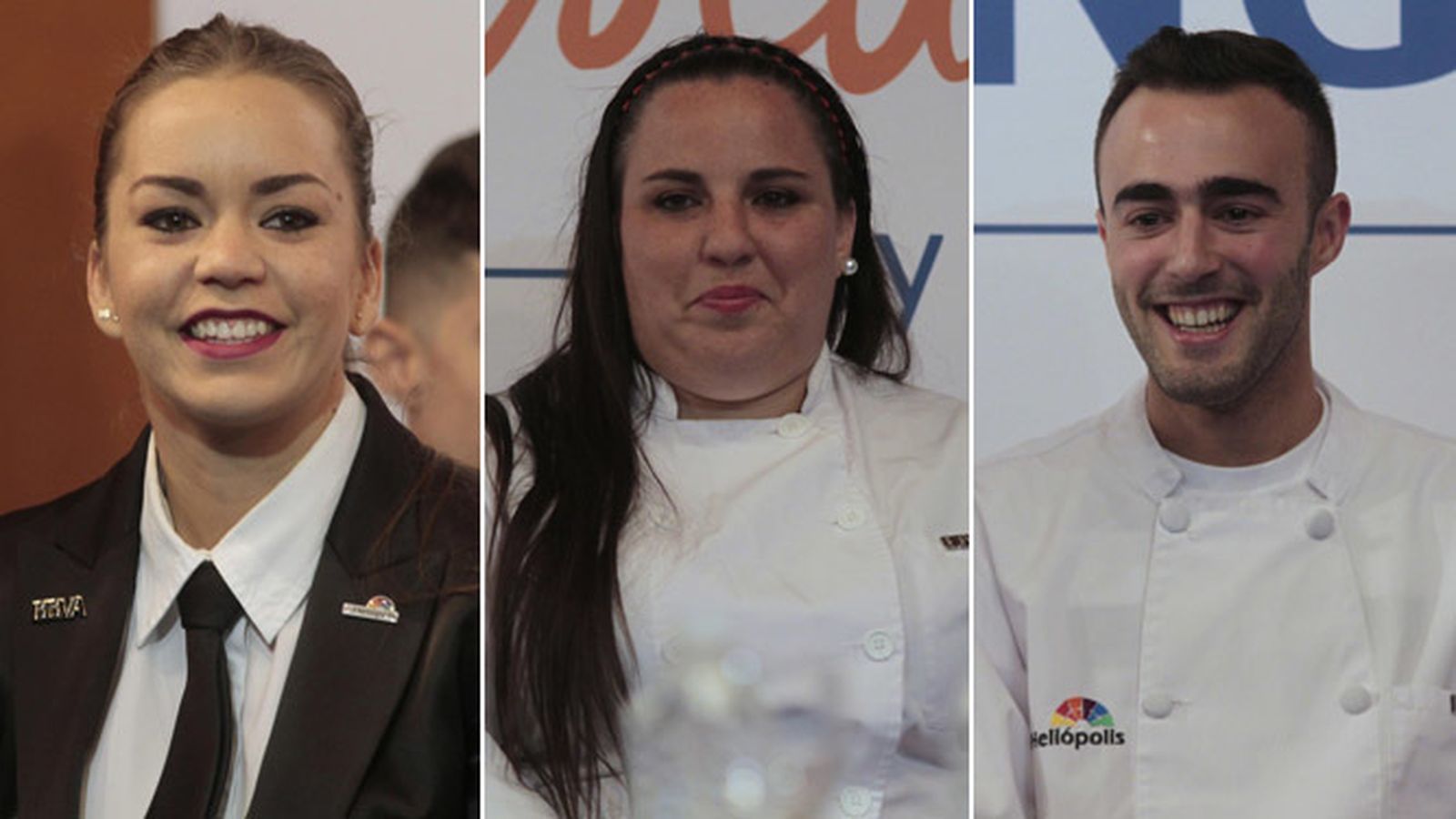 Esther María Armije Ayala (beca de atención en sala), Desirée Sánchez García y Juan Borrero Rodríguez (cocina).