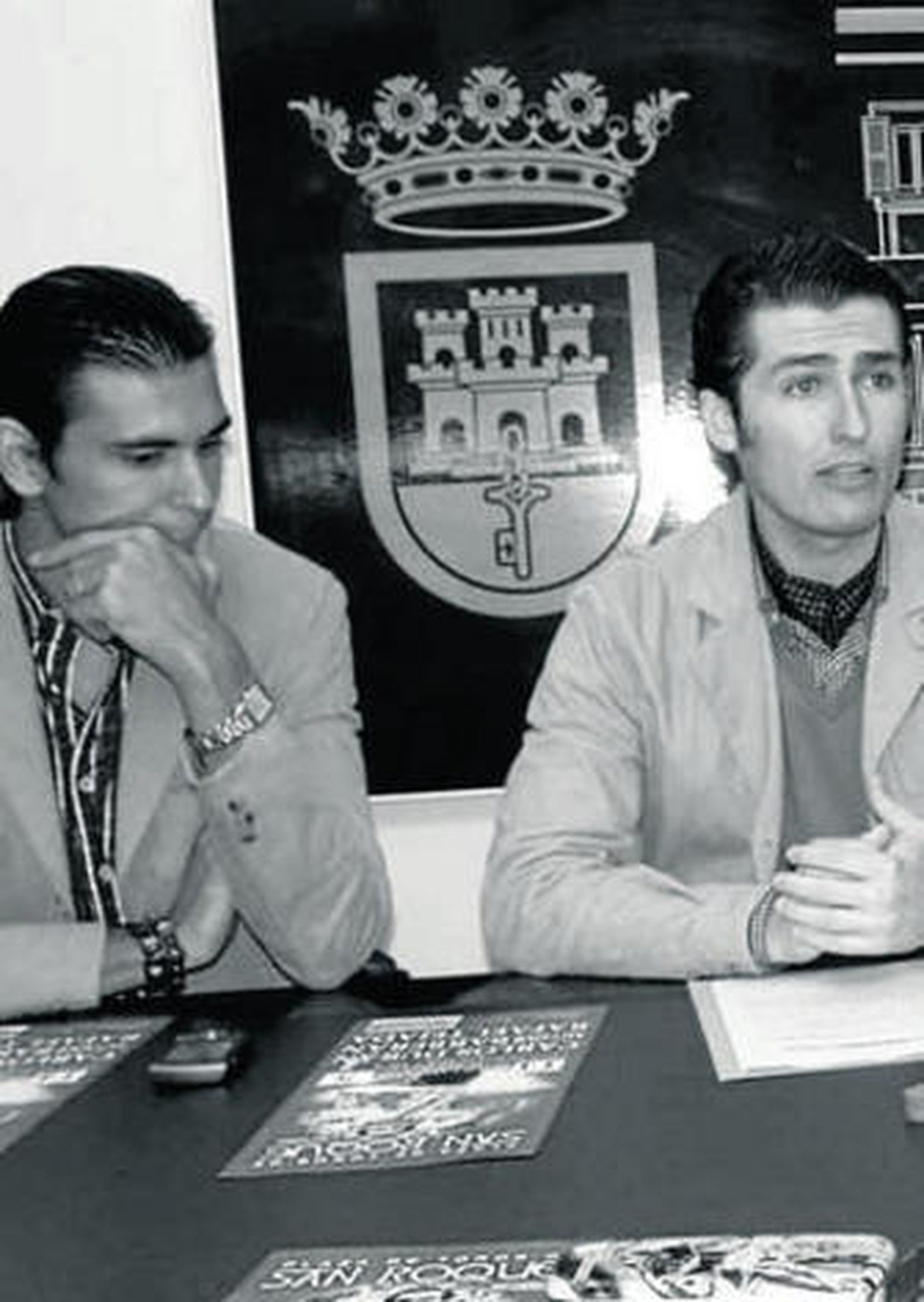 Barberán, izquierda, junto a Pablo Caro, en una rueda de prensa.