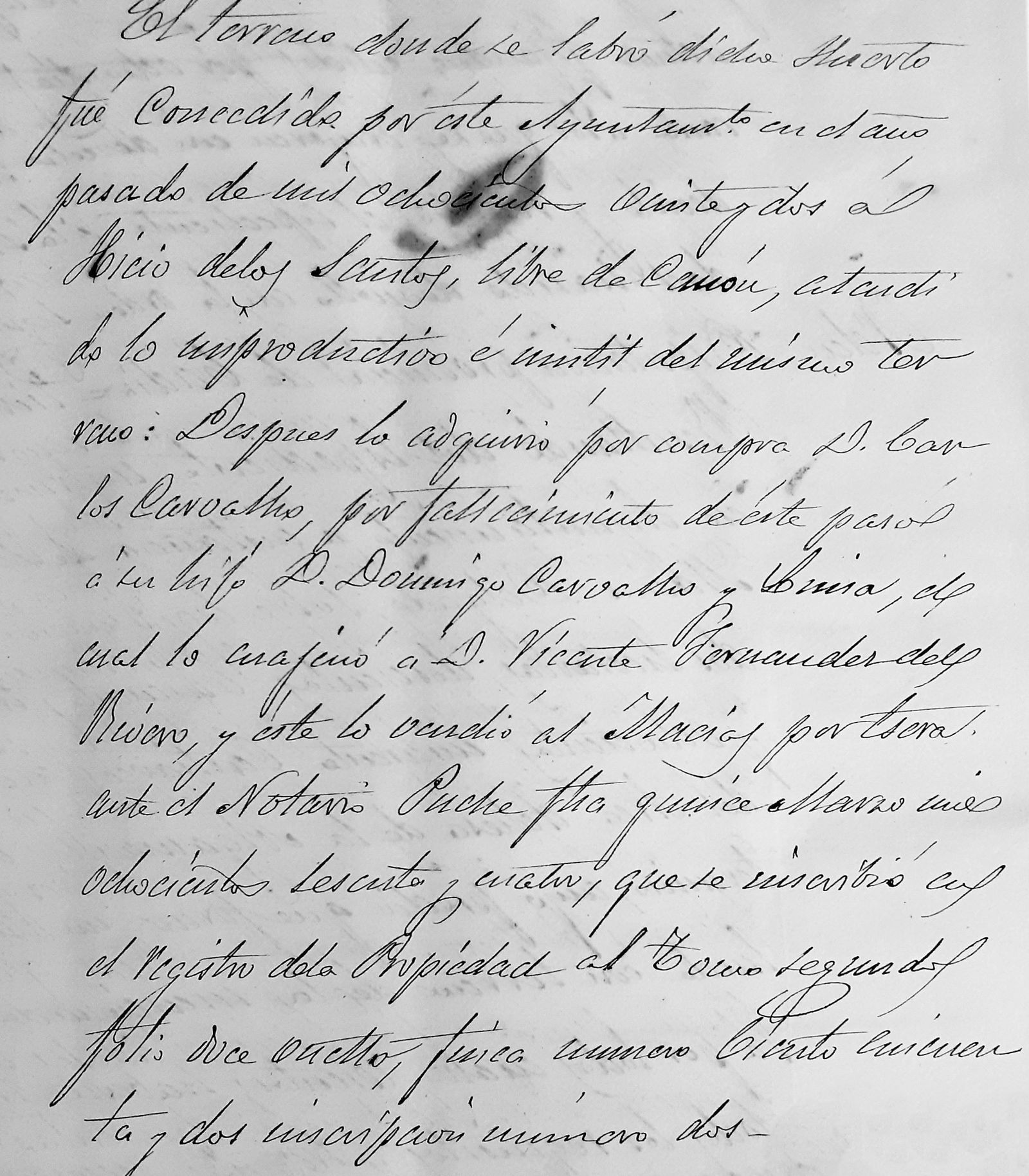 Documento de legalización municipal de huerto en la Algamasilla.