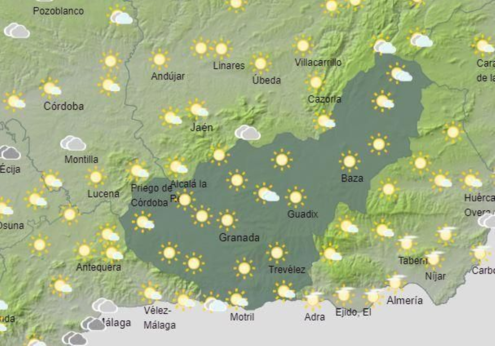 Tiempo en Granada | Activados avisos por fuertes vientos e intensas lluvias