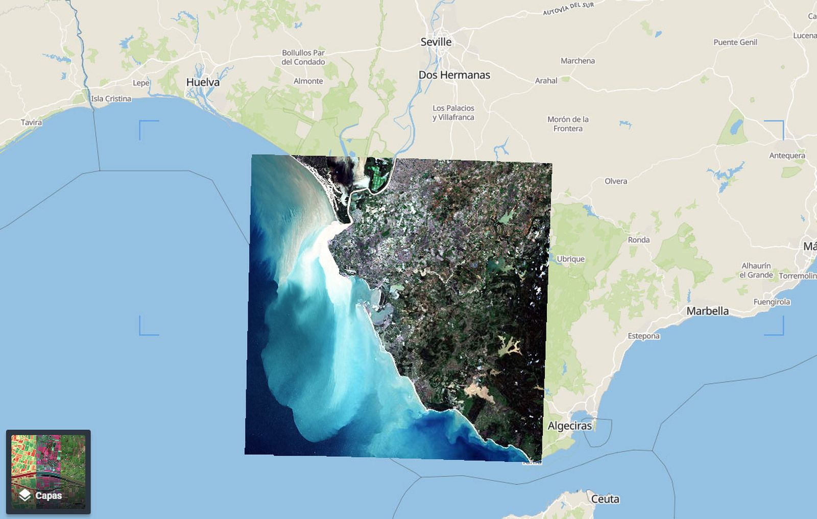 Imagen de Cádiz del satélite Sentinel-2.