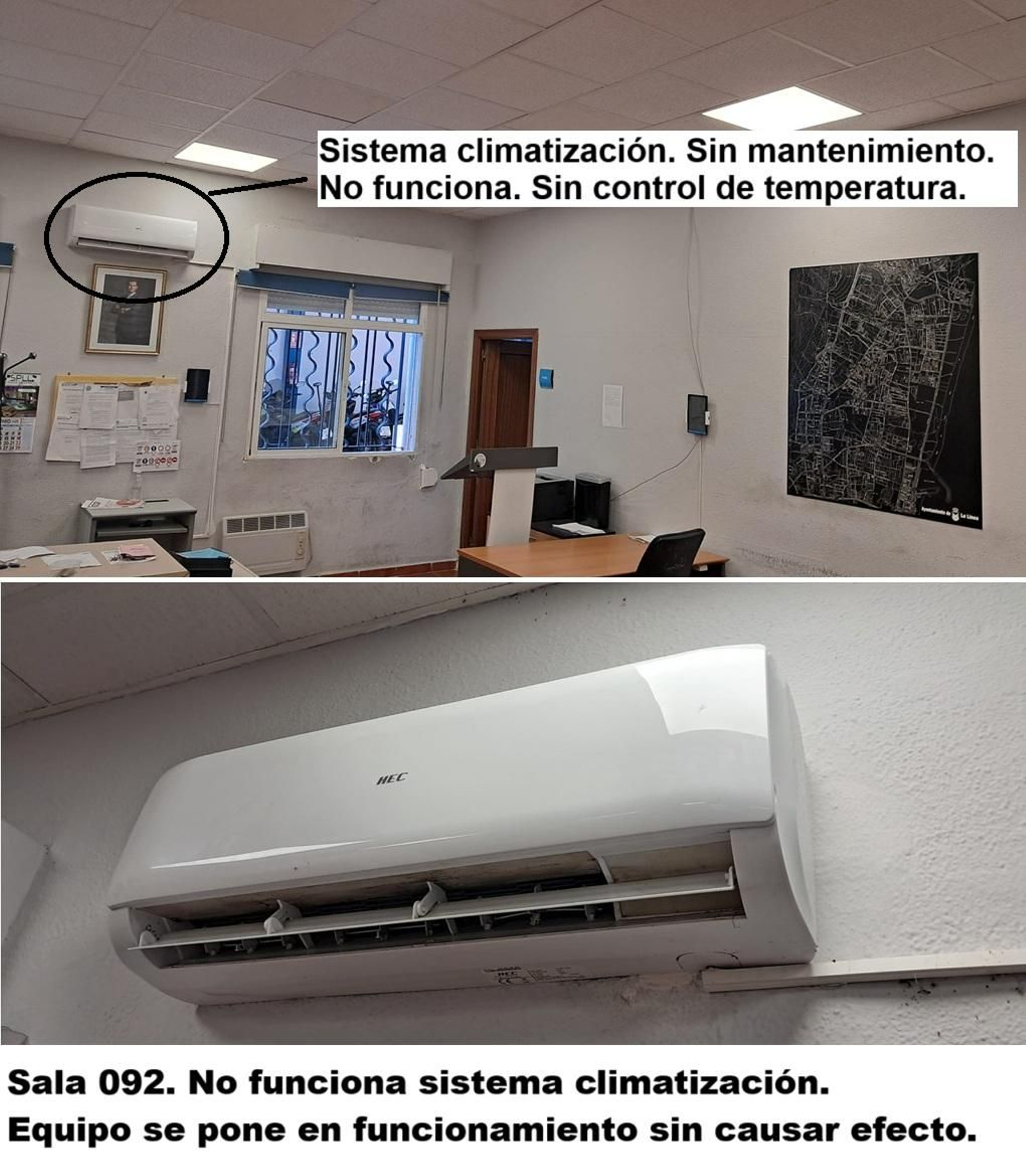 Sistema de climatización averiado en la Jefatura de la Policía Local de La Línea.