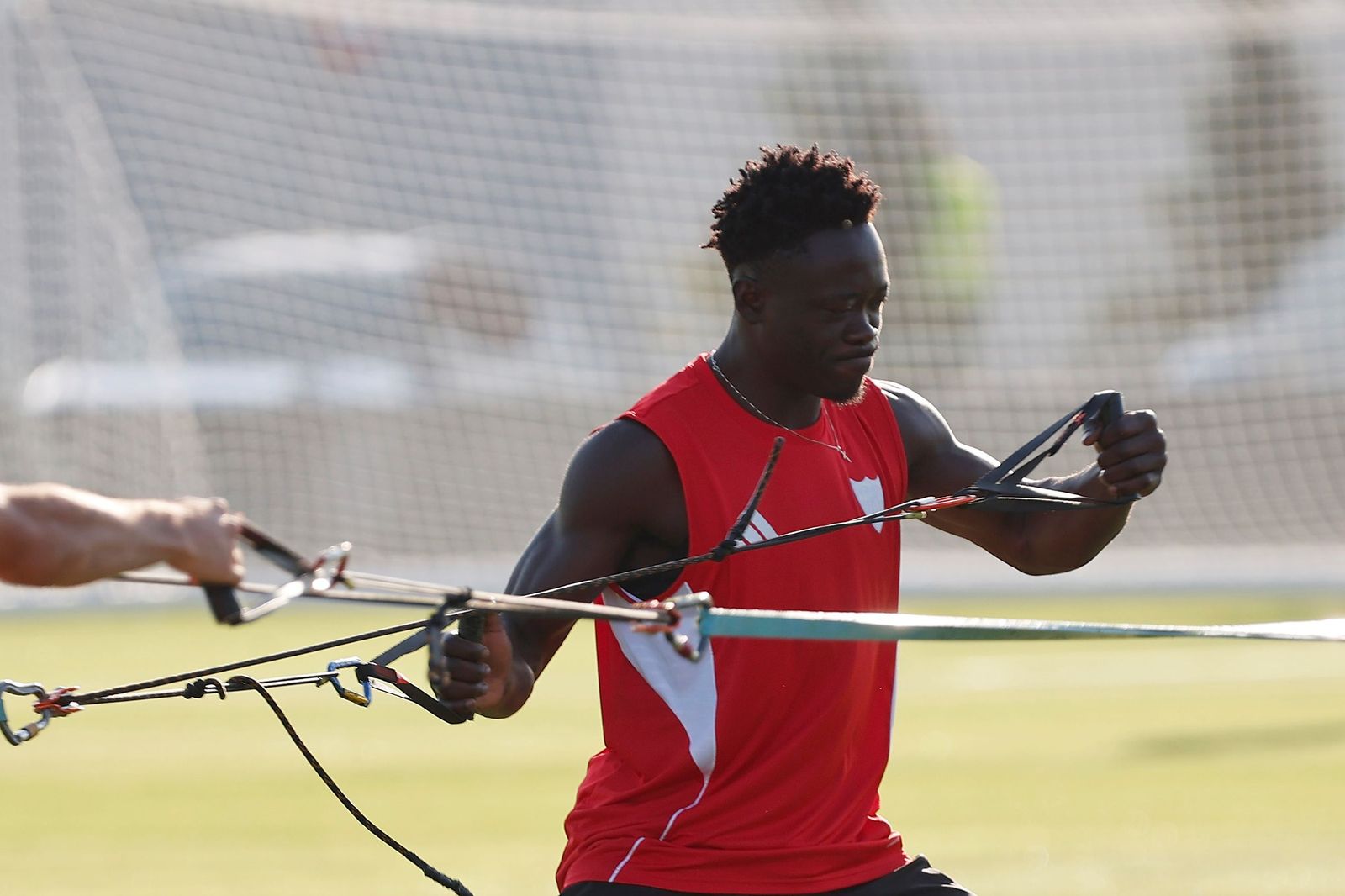 Akor Adams, trabajando en la ciudad deportiva.