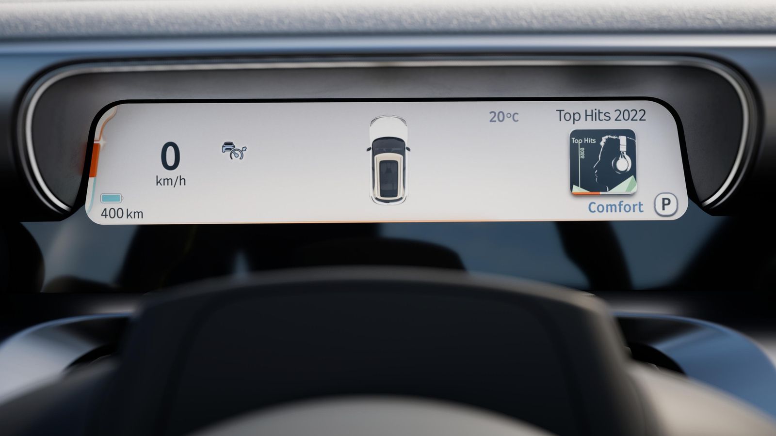 Smart se apunta a la corriente de instrumentaciones de tamaño reducido, aunque la información es abundante: incluso, en marcha, tiene gráficos que sitúan a otros vehículos respecto al nuestro, un recurso muy Tesla.