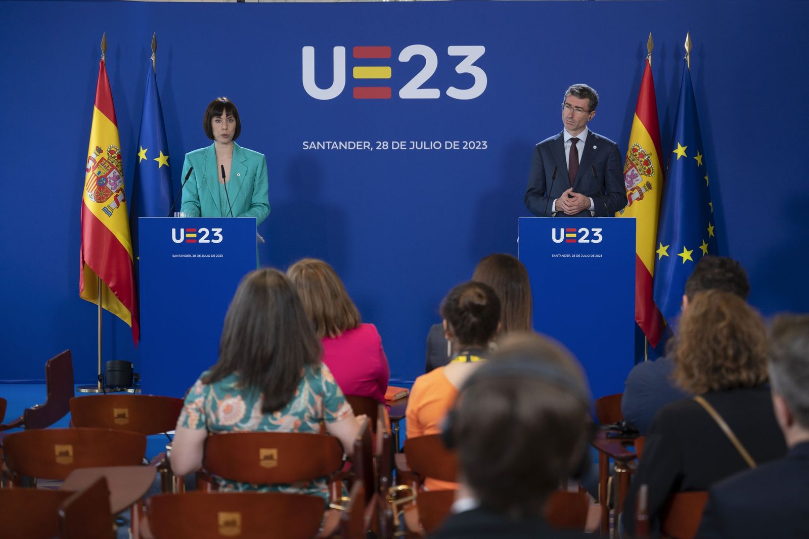 Diana Morant y Marc Lemaître, en rueda de prensa