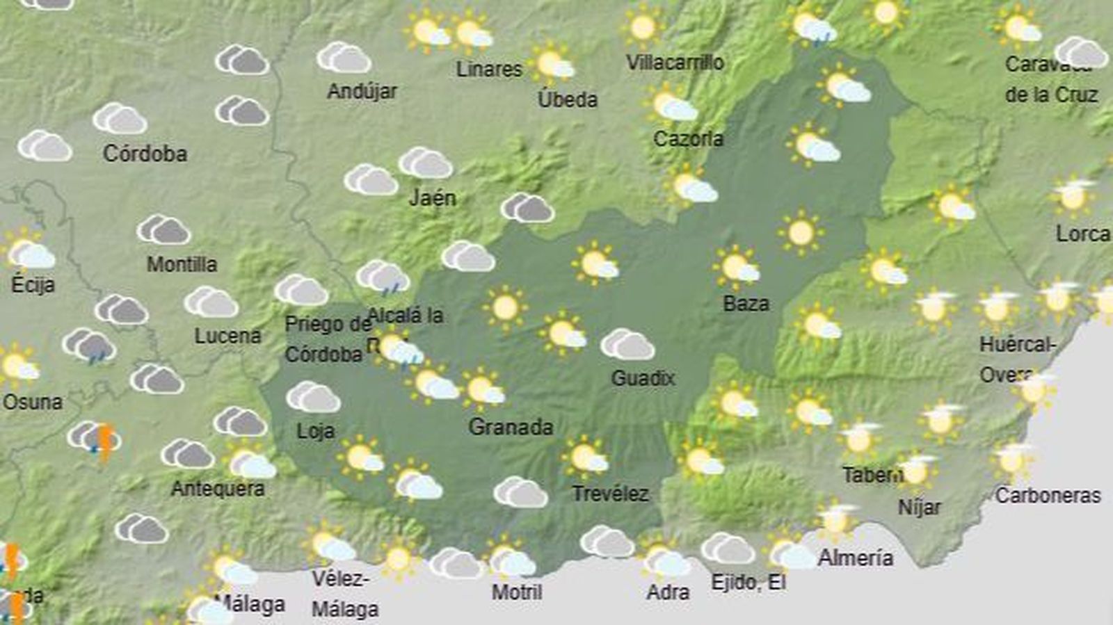 El Tiempo en Granada el 14 de enero de 2026