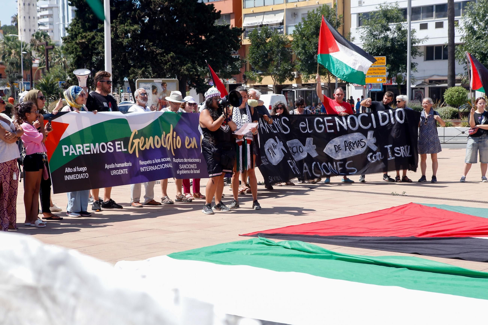 La protesta de activistas pro Palestina, el pasado sábado. La protesta de activistas pro Palestina, el pasado sábado.