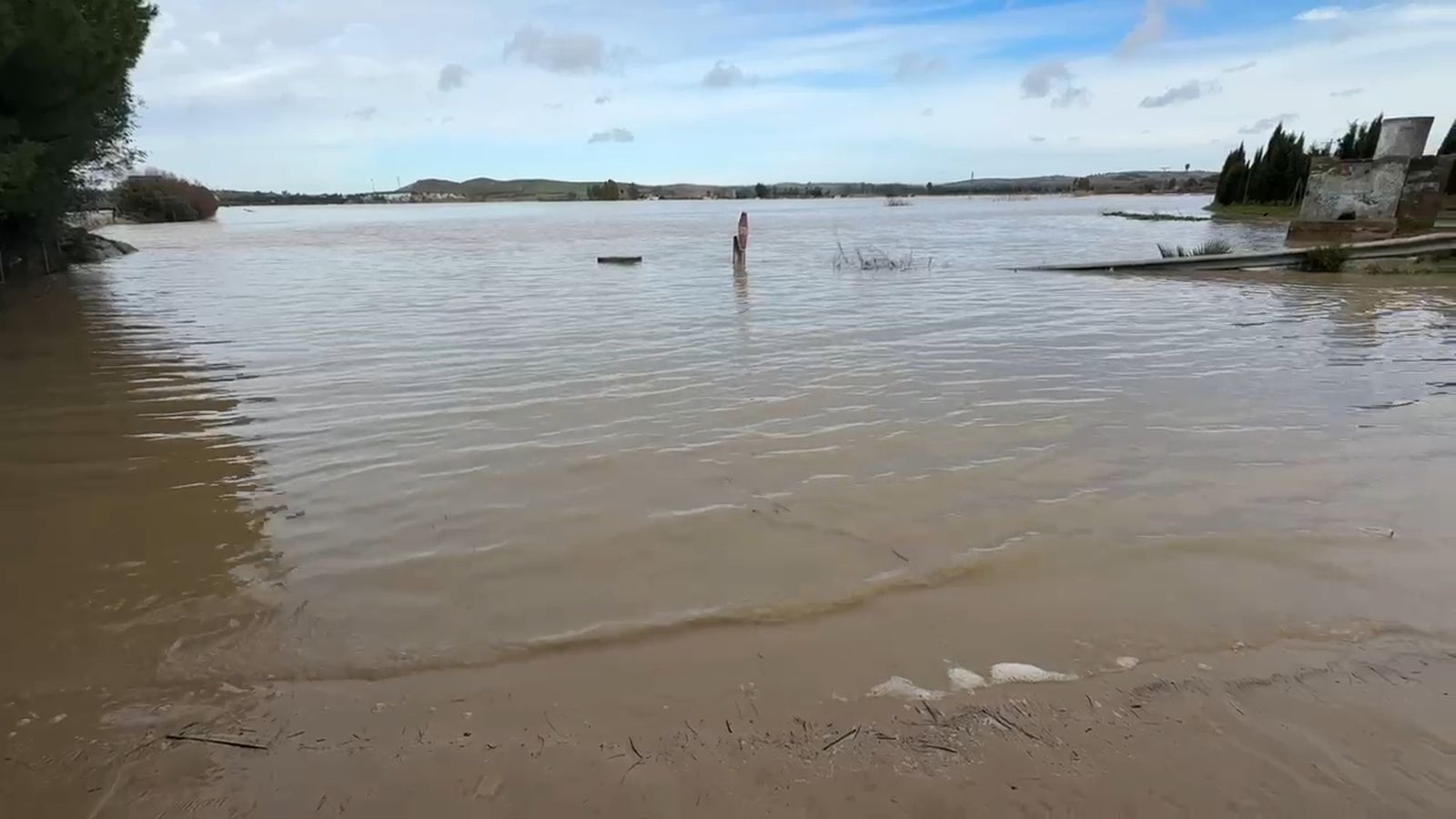Así está este domingo el río Guadalete camino de Las Pachecas