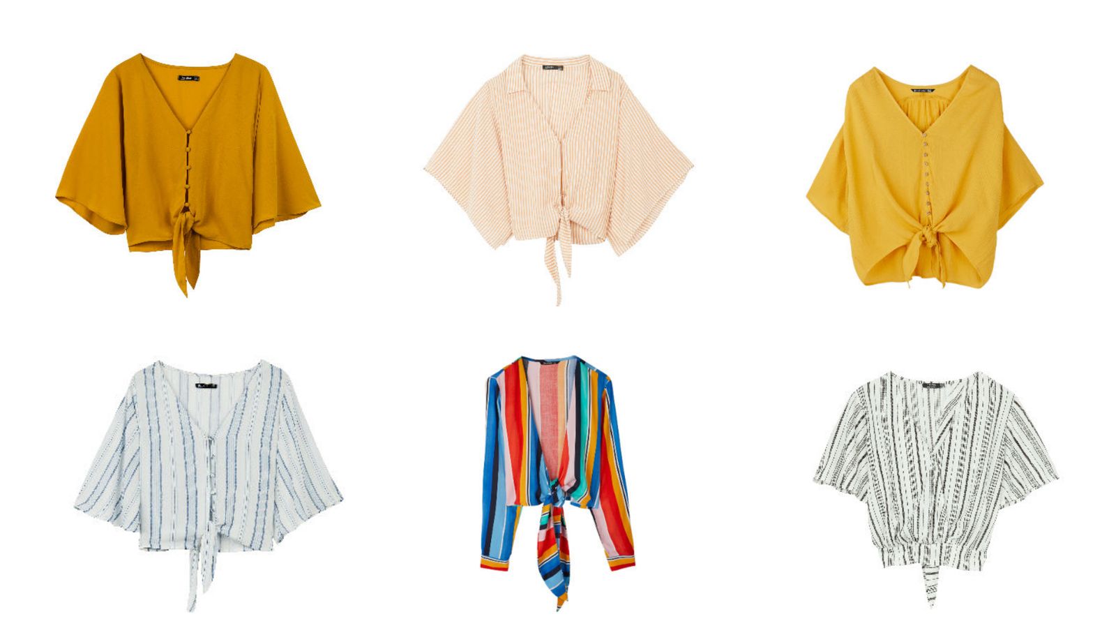 De izquierda a derecha: Bershka, Bershka, Stradivarius (fila superior); Bershka, Stradivarius, Bershka (fila inferior)