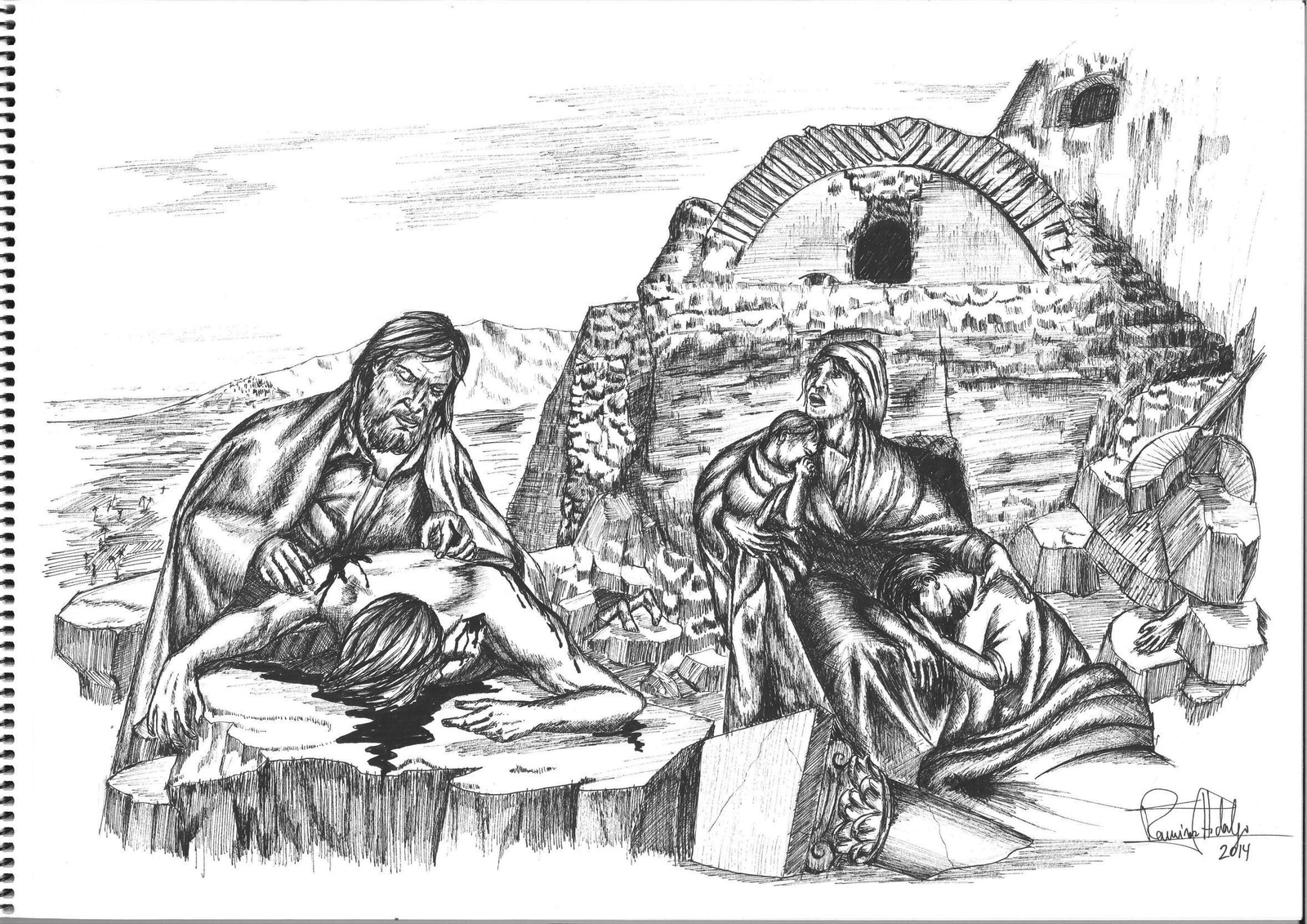 Ilustración del terremoto de Bayra de 1518.