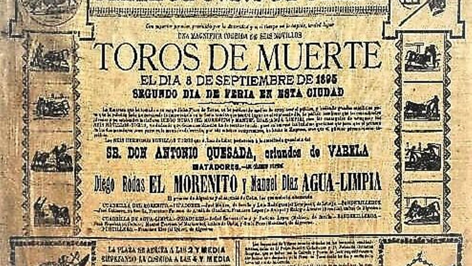 Cartel en seda para la corrida de feria de 8 de septiembre de 1895.