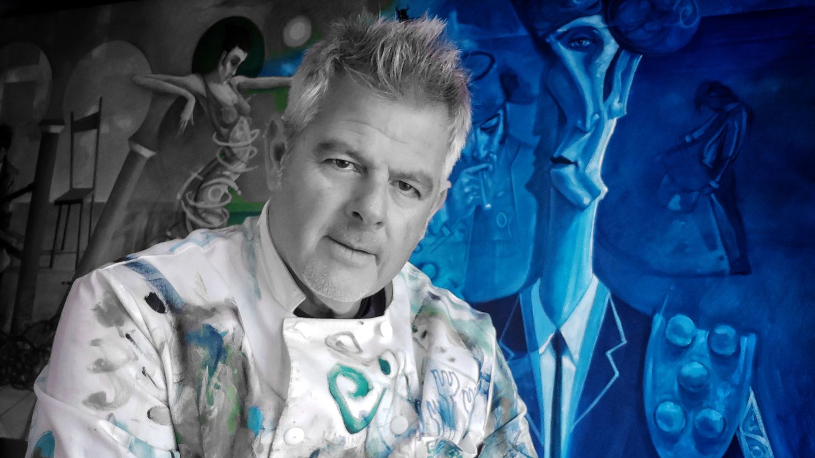 Andrés Mérida, pintor del cartel oficial de la Semana Santa de Málaga 2021.