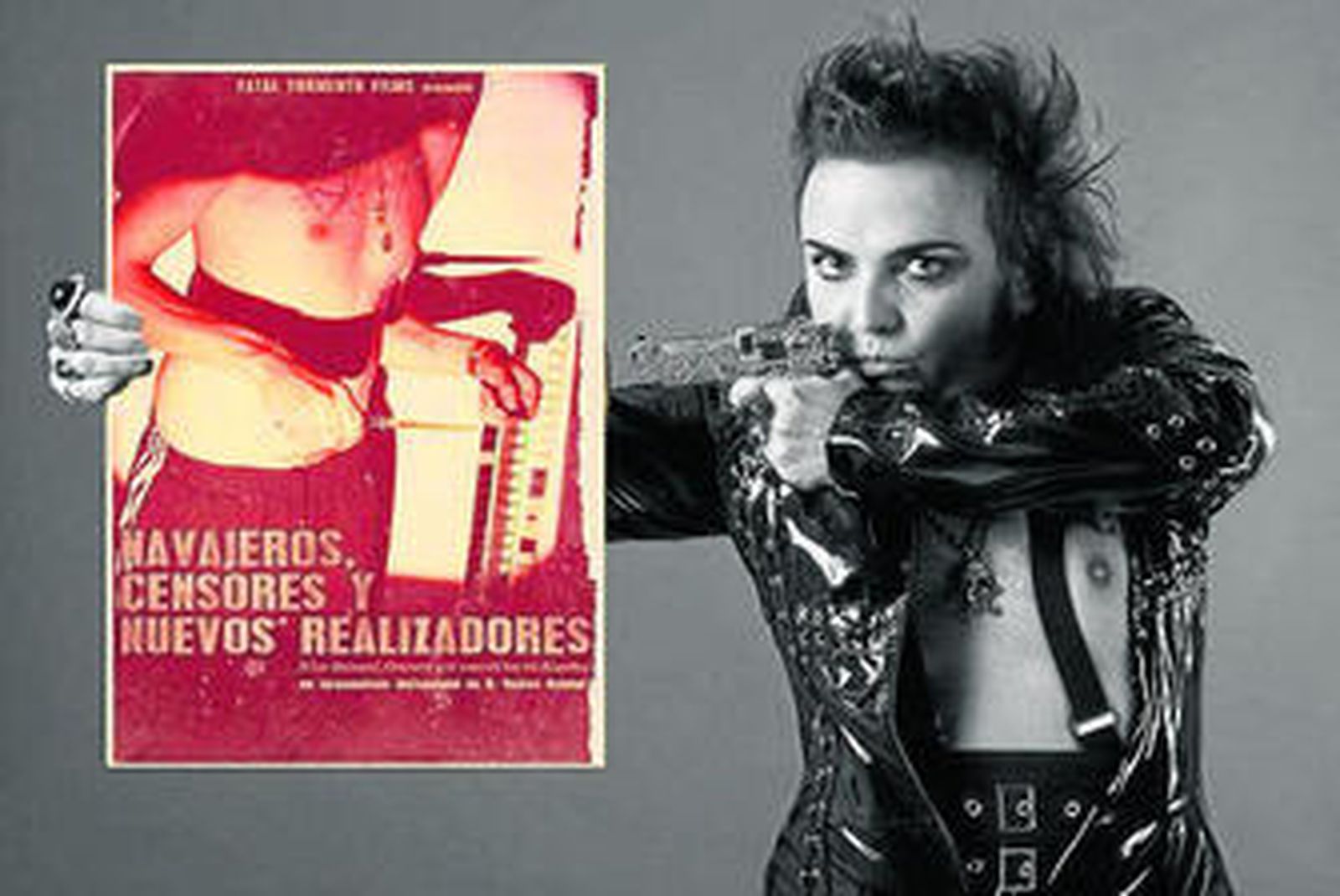 Rafatal presenta pistola en mano el cartel de su película.